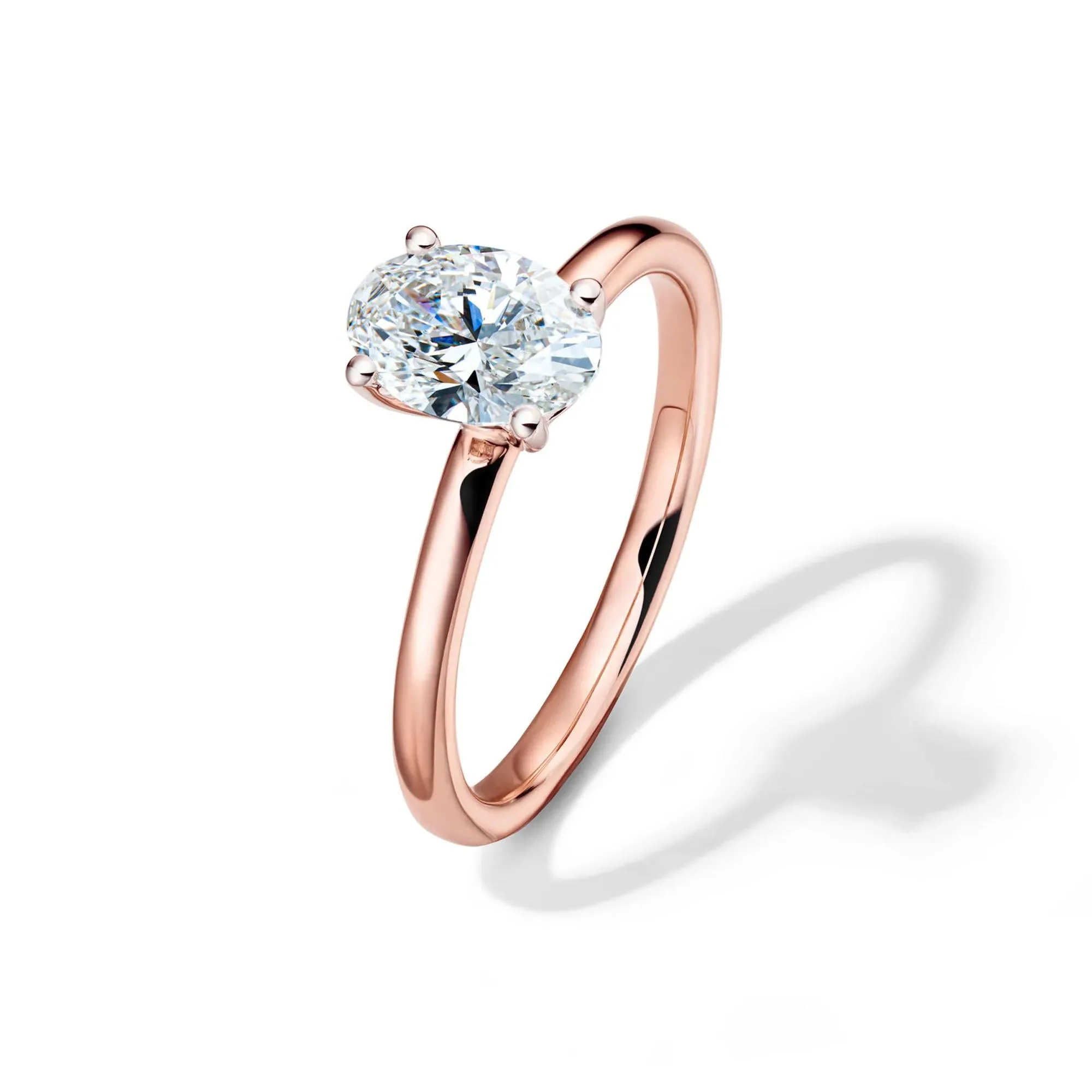 Lab Grown Diamond Solitaire Oval Engagement Ring 14K Rose Gold (1 CT.) Size 5 2mm - Image 4