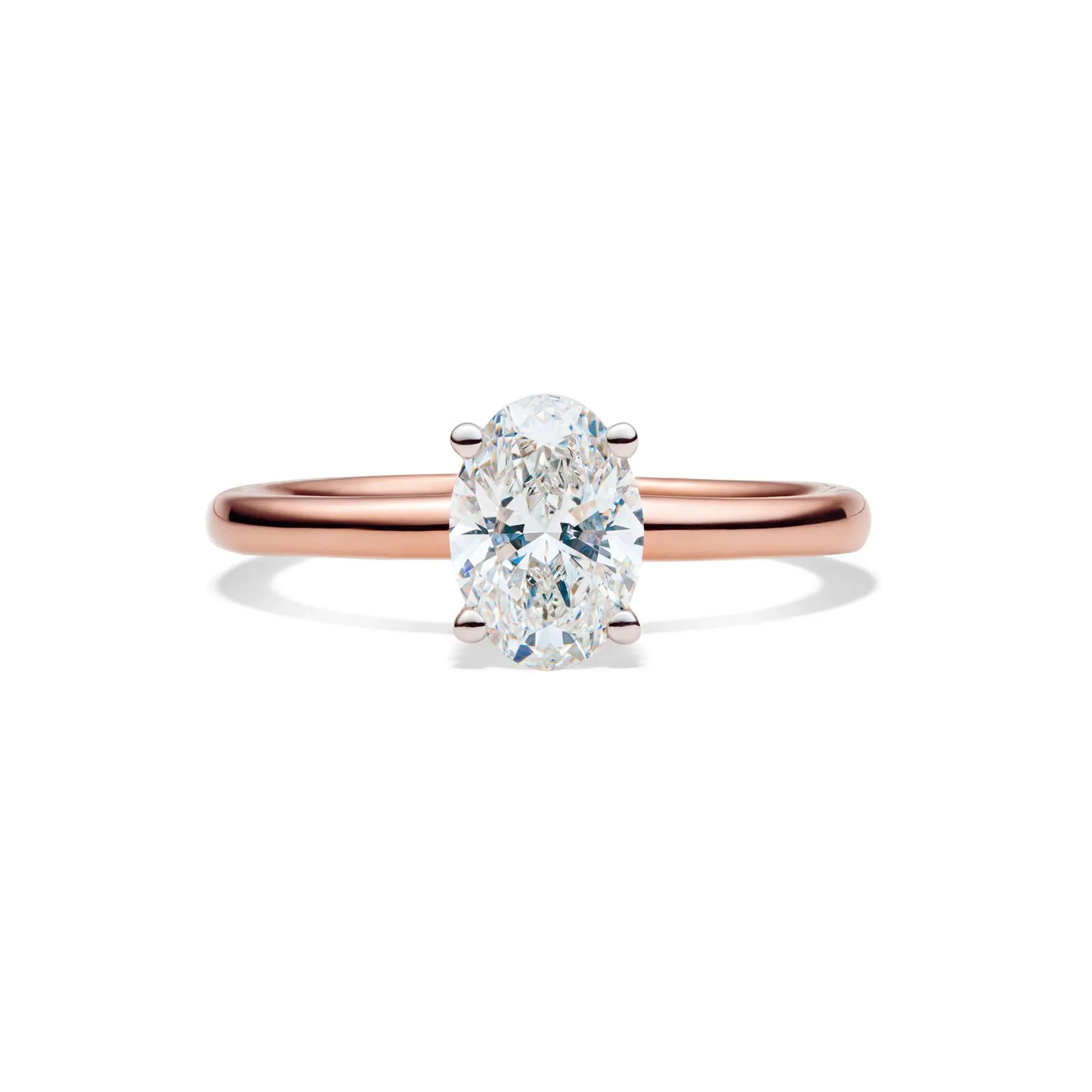 Lab Grown Diamond Solitaire Oval Engagement Ring 14K Rose Gold (1 CT.) Size 8 2mm