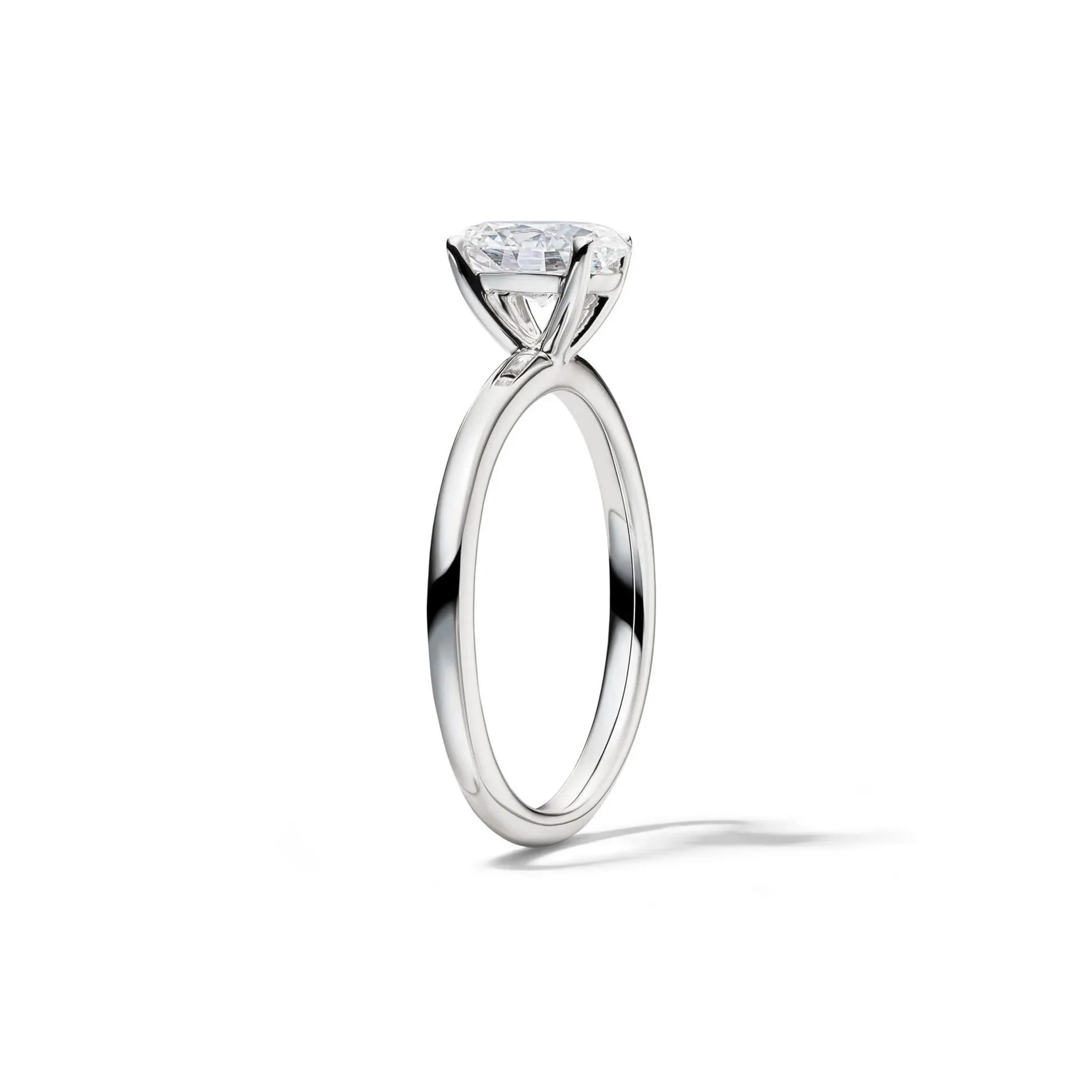 Lab Grown Diamond Oval Solitaire Ring Platinum (1 CT.) White Size 5 2mm - Image 3