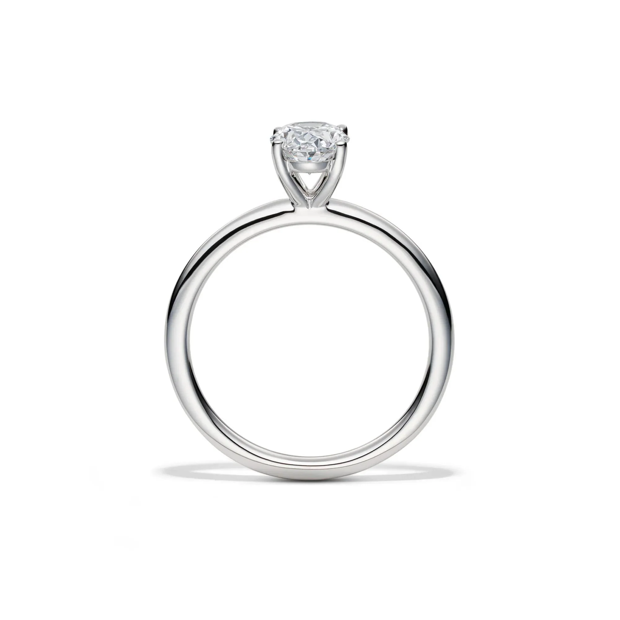 Lab Grown Diamond Oval Solitaire Ring Platinum (1 CT.) White Size 6.5 2mm - Image 2