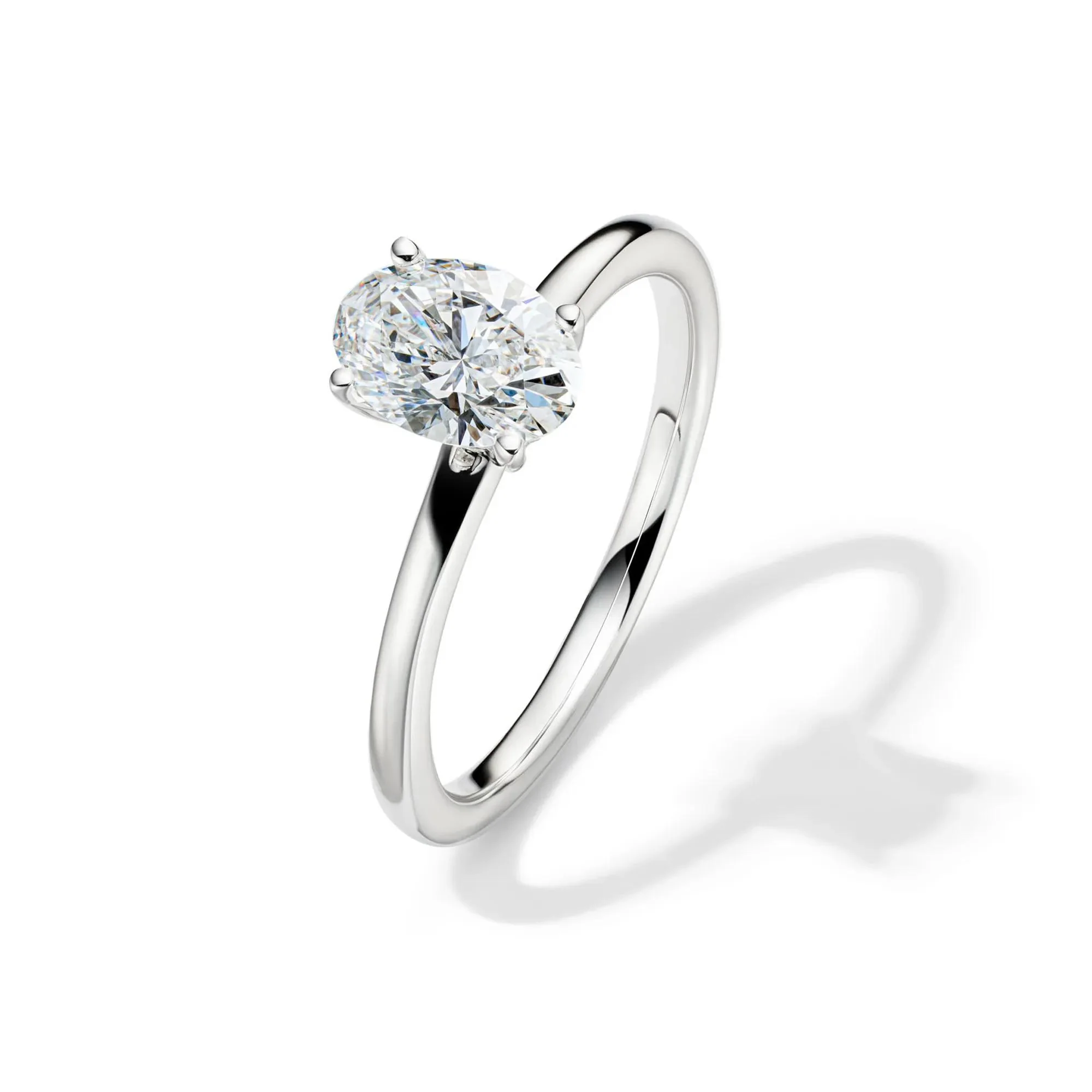 Lab Grown Diamond Oval Solitaire Ring Platinum (1 CT.) White Size 8.5 2mm - Image 4