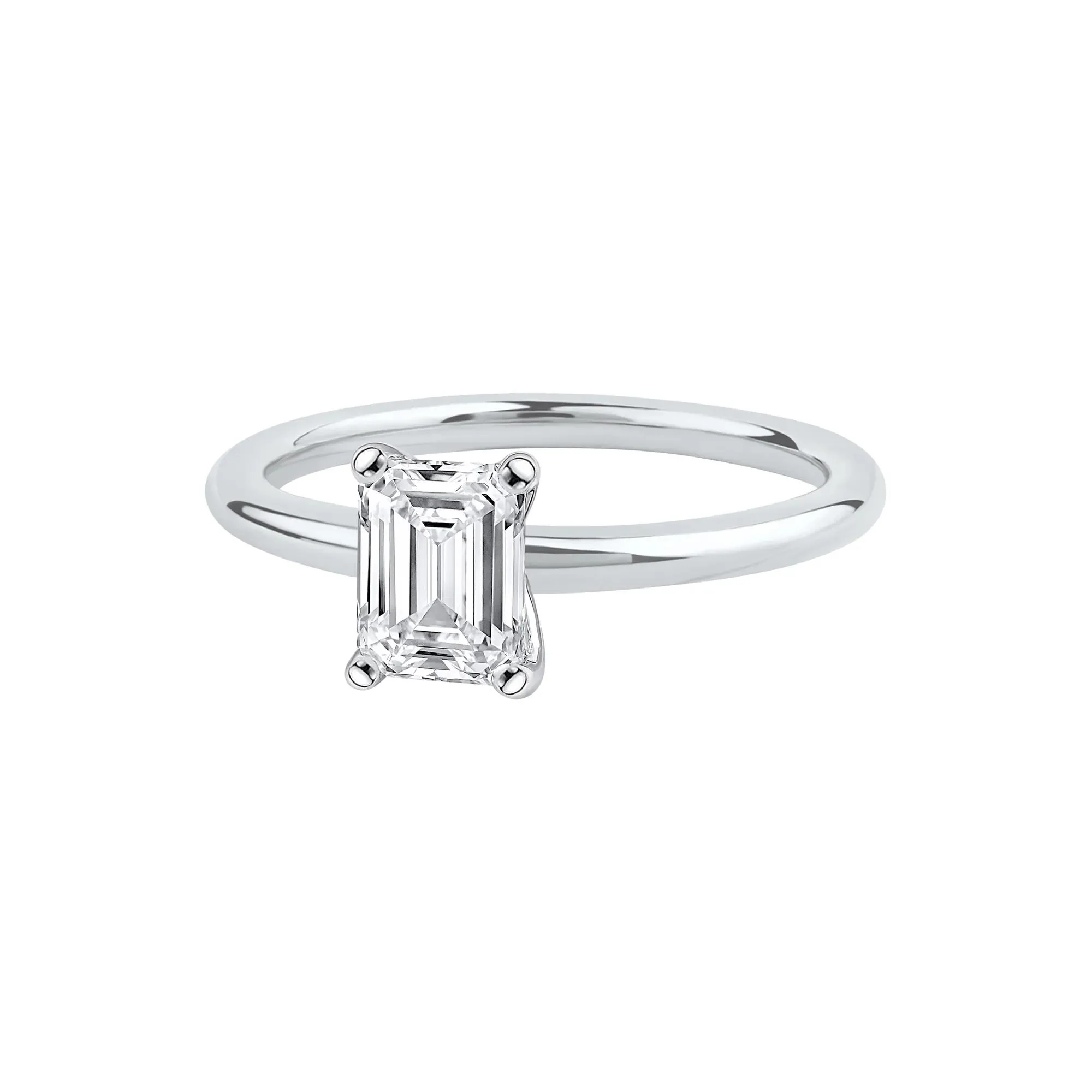 Lab Grown Diamond Emerald-Cut Solitaire Ring 14K White Gold (1 CT.) Size 7 2mm - Image 4