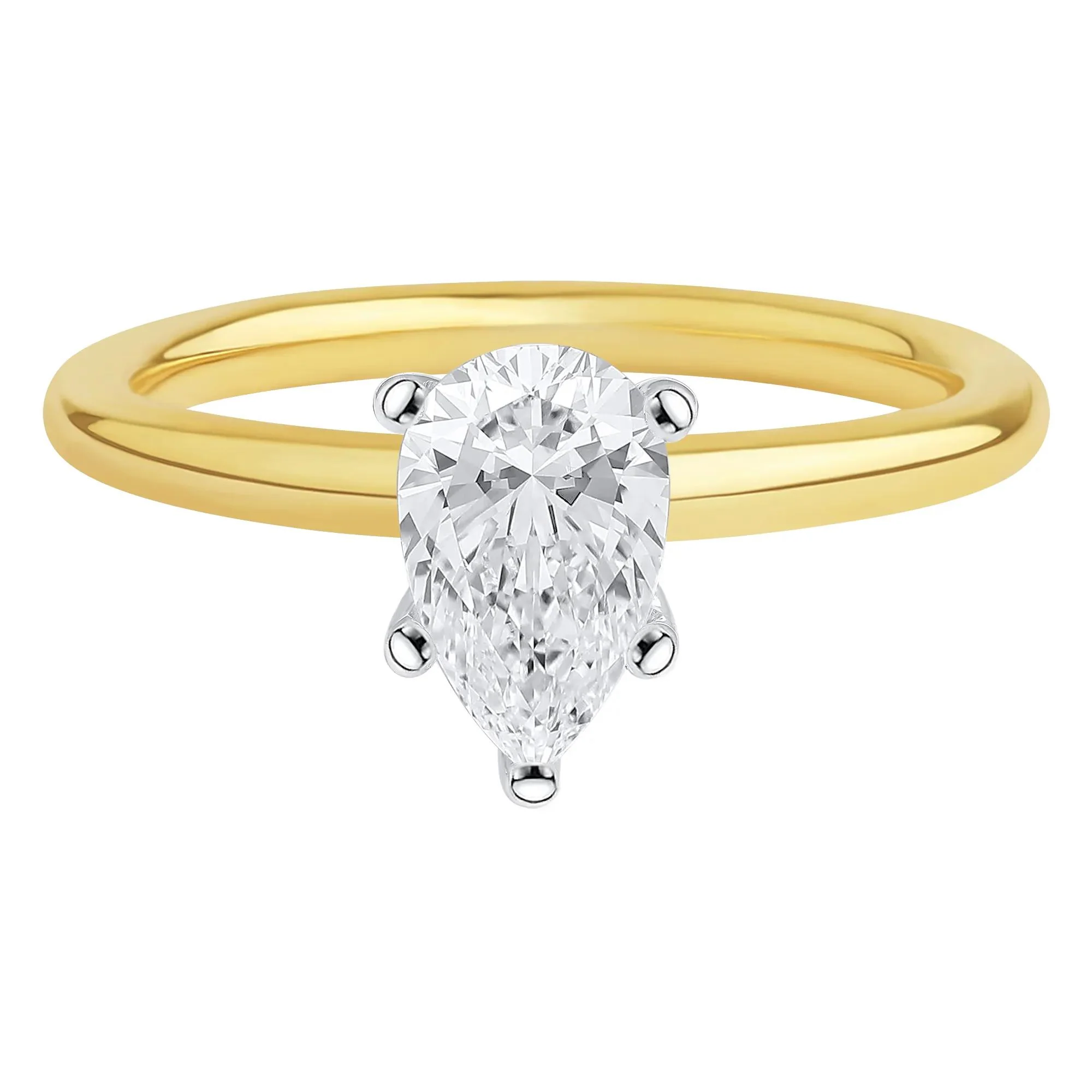 Lab Grown Diamond Pear-Shaped Solitaire Engagement Ring 14K Yellow Gold (1 CT.) Size 4 2mm