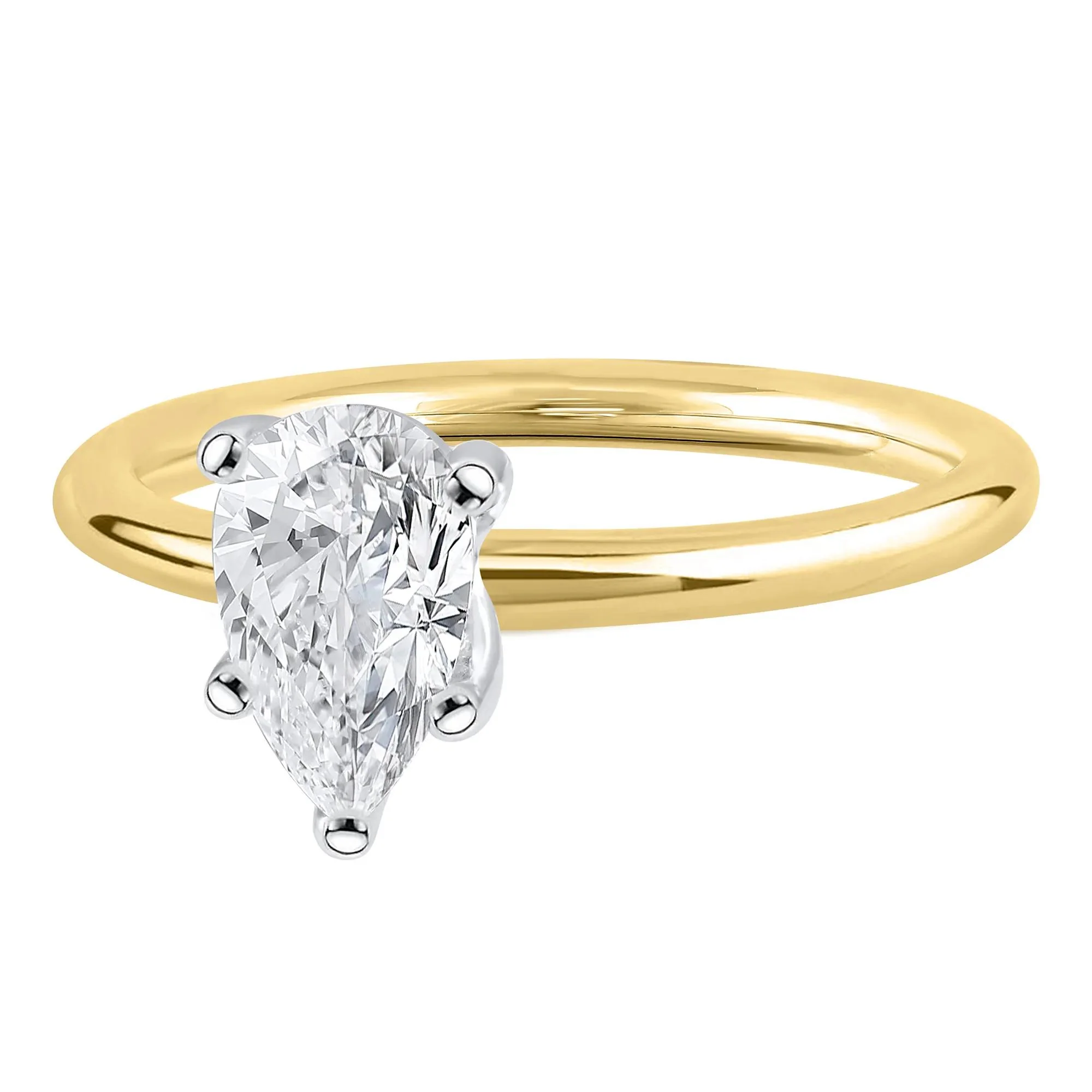 Lab Grown Diamond Pear-Shaped Solitaire Engagement Ring 14K Yellow Gold (1 CT.) Size 5.5 2mm - Image 4