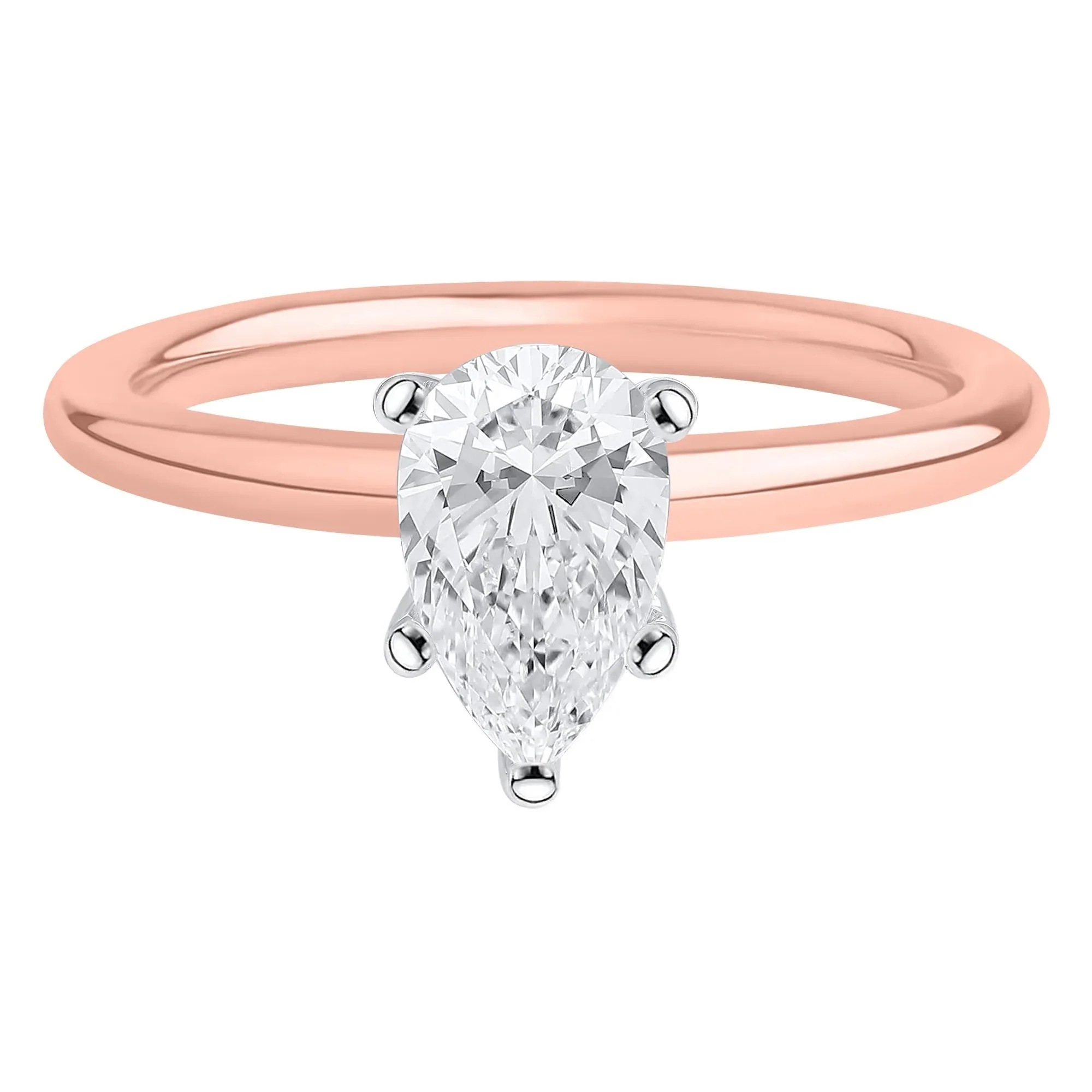 Lab Grown Diamond Pear-Shaped Solitaire Engagement Ring 14K Rose Gold (1 CT.) Size 9.5 2mm