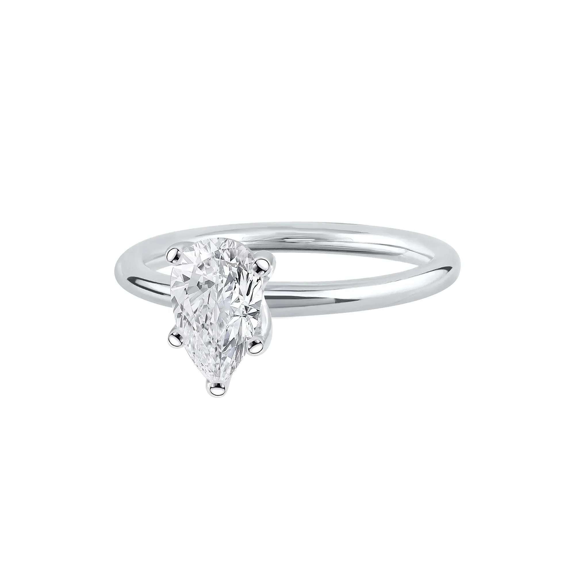 1 CT. Tw. Pear-Shaped Lab Grown Diamond Solitaire Ring Platinum White Size 6.5 2mm - Image 4