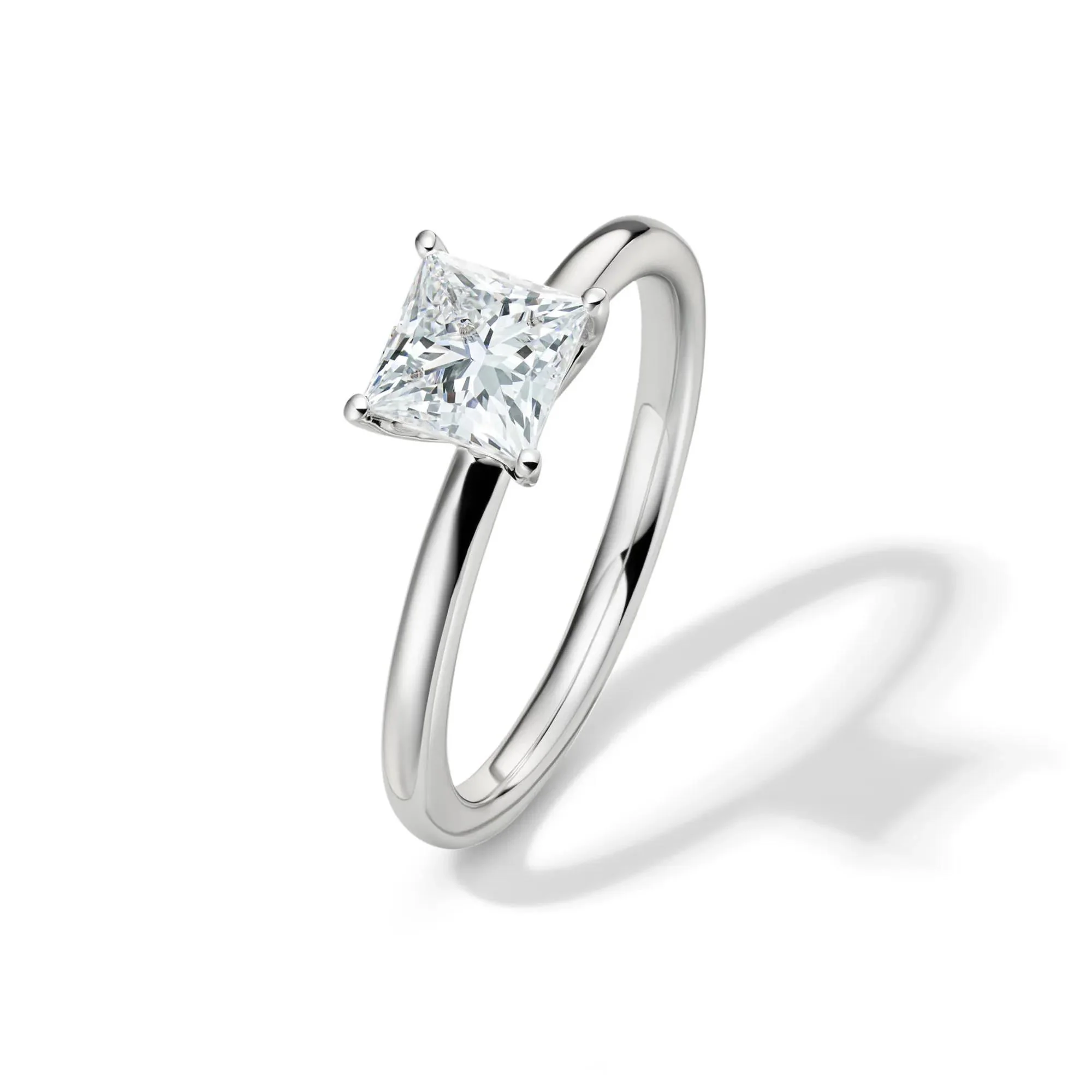 Lab Grown Diamond Princess-Cut Solitaire Engagement Ring Platinum (1 CT.) White Size 6 2mm - Image 4