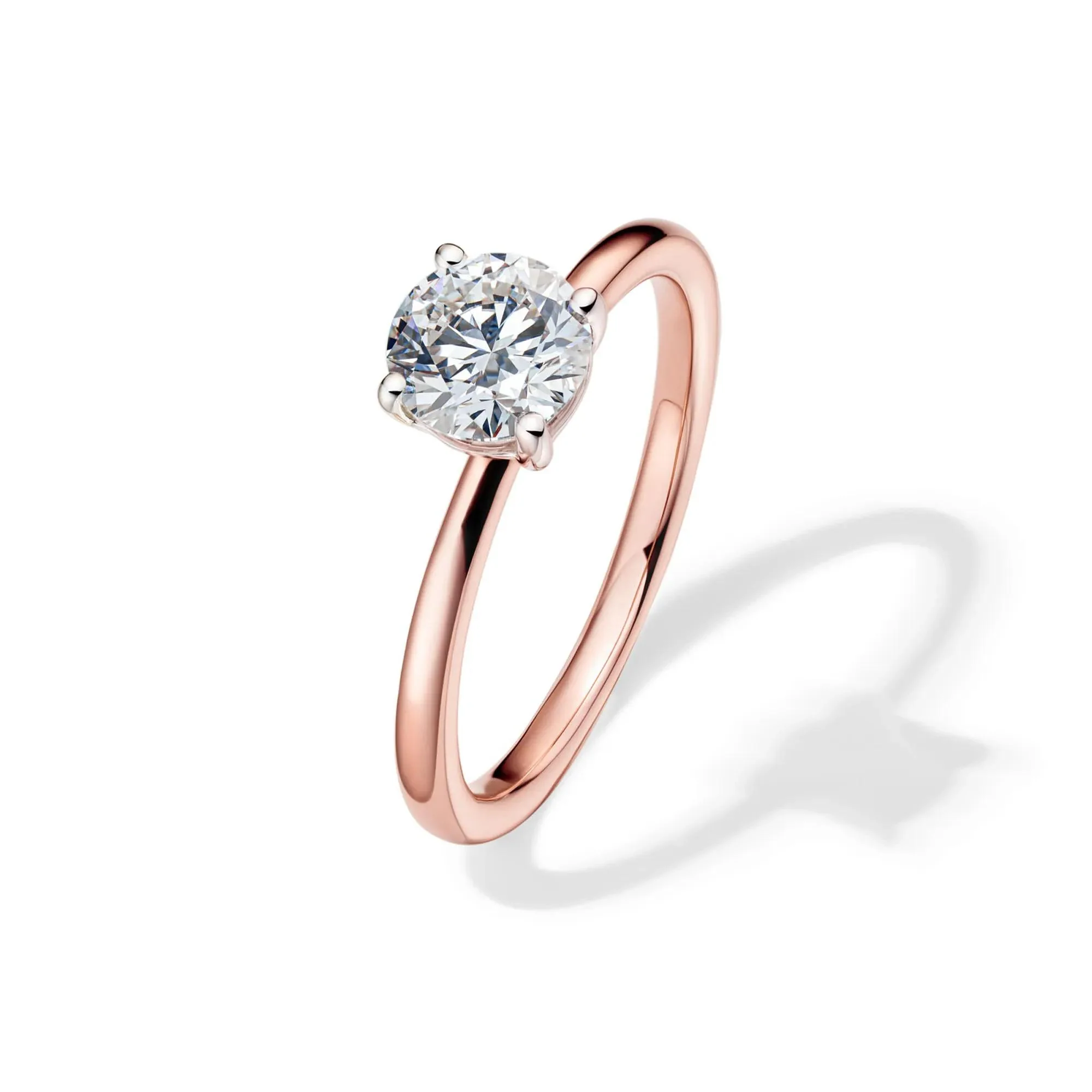 Lab Grown Diamond Solitaire Round Engagement Ring 14K Rose Gold (1 CT.) Round Brilliant Cut Size 7.5 2mm - Image 4