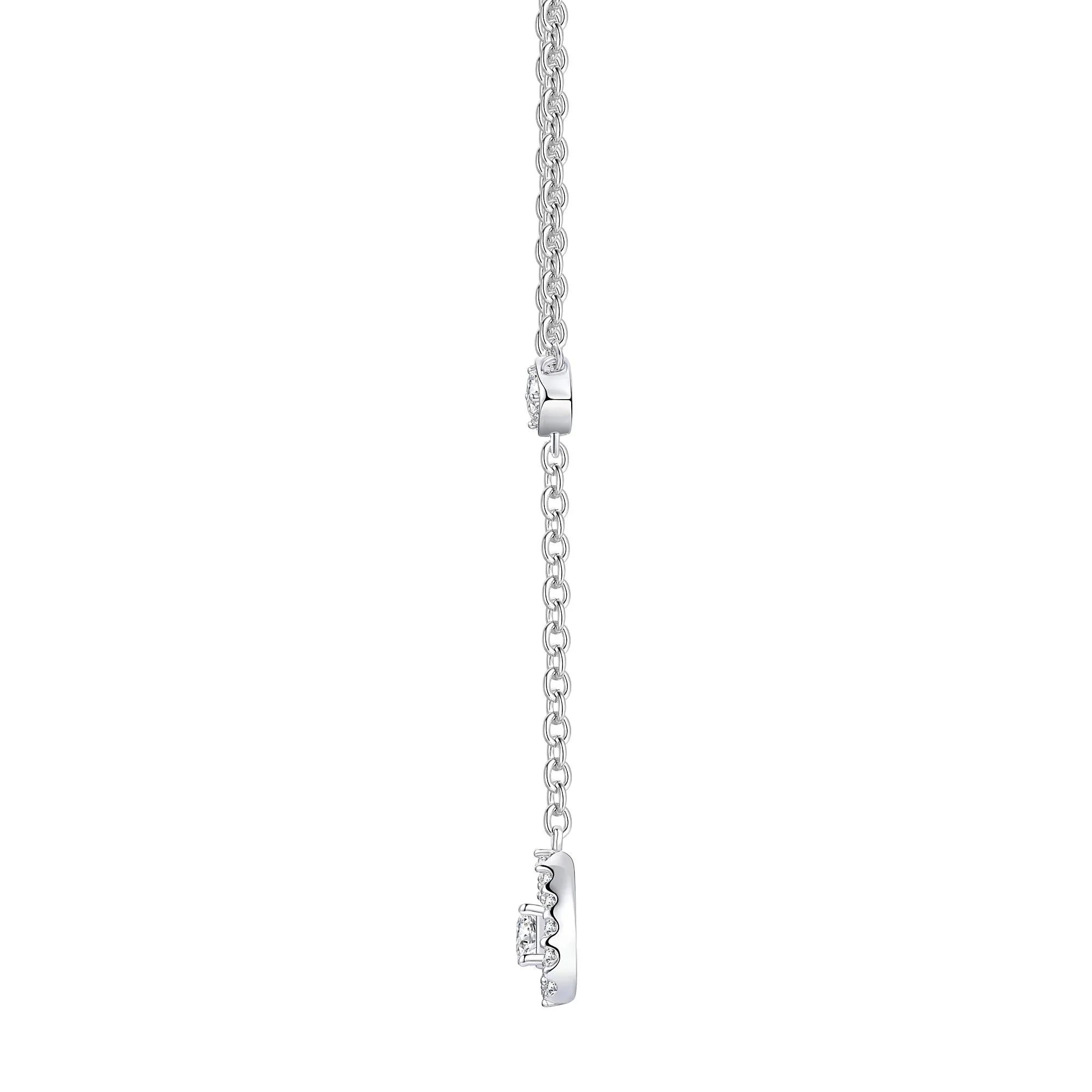 1/7 CT. Tw. Pear-Shaped Diamond Lariat Necklace .925 Sterling Silver White Size 17.5" - Image 2