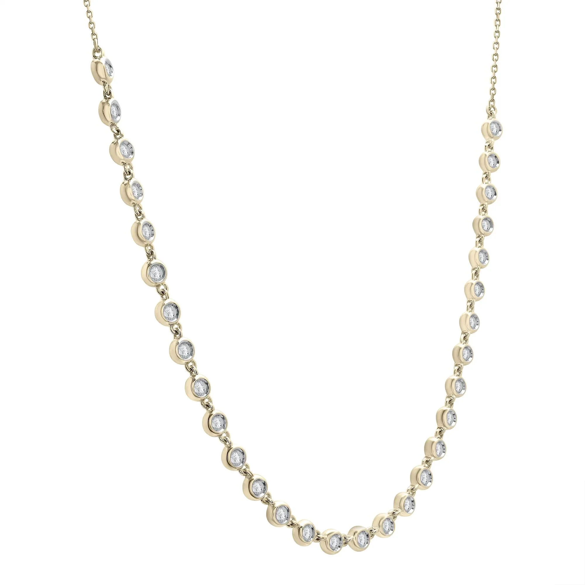 1 CT. Tw. Diamond Bezel Necklace 10K Yellow Gold Size 17" - Image 2
