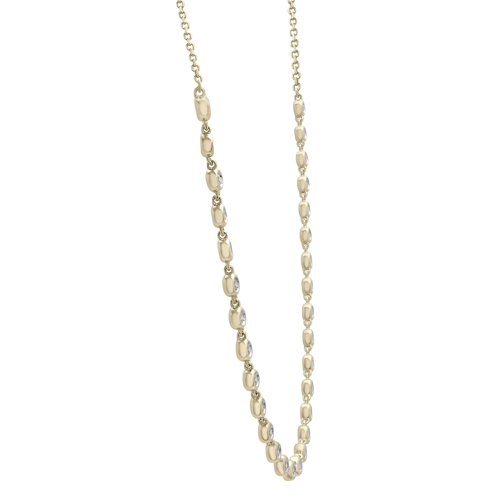 1 CT. Tw. Diamond Bezel Necklace 10K Yellow Gold Size 17" - Image 3