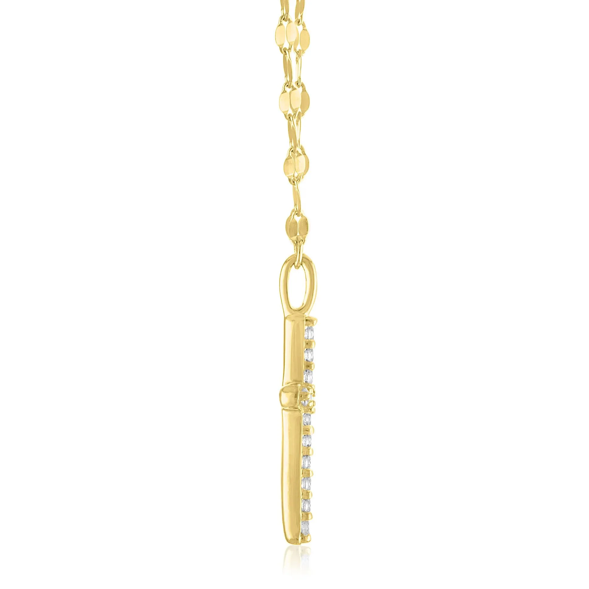 1/10 CT. Tw. Mirror Chain Cross Pendant Necklace 10K Yellow Gold Size 18" - Image 2