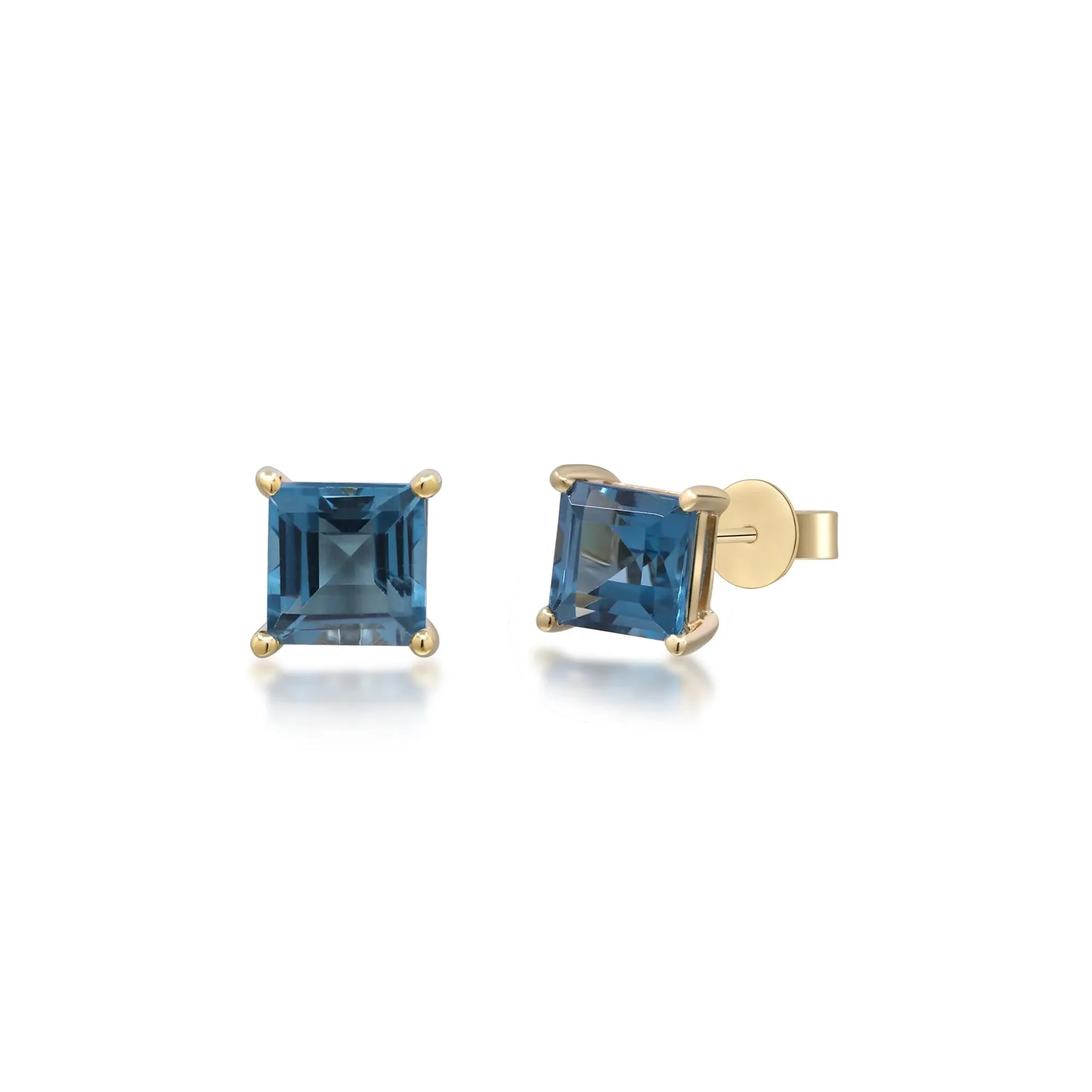 London Blue Topaz Studs 10K Yellow Gold Size 5.00mm - Image 2