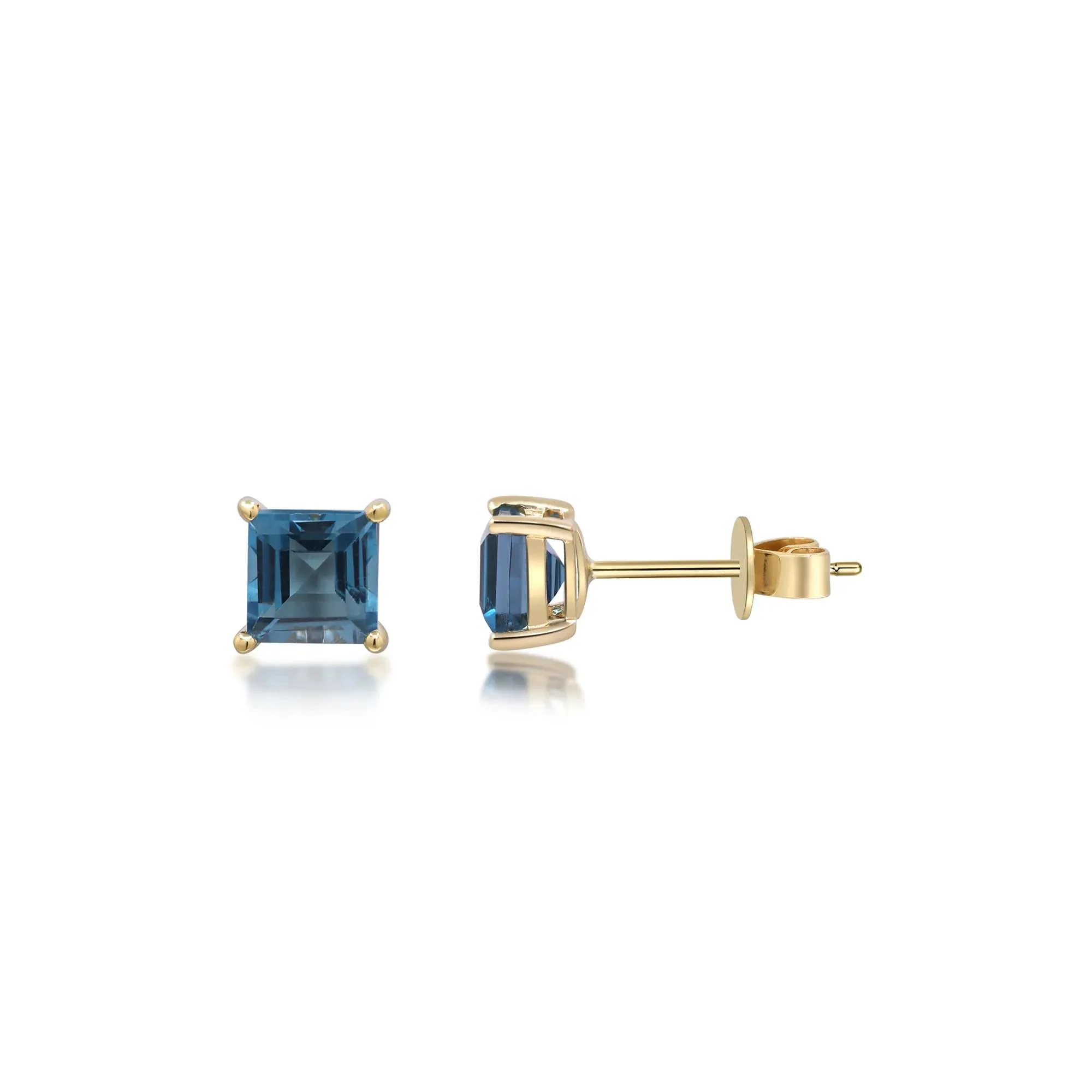 London Blue Topaz Studs 10K Yellow Gold Size 5.00mm - Image 3