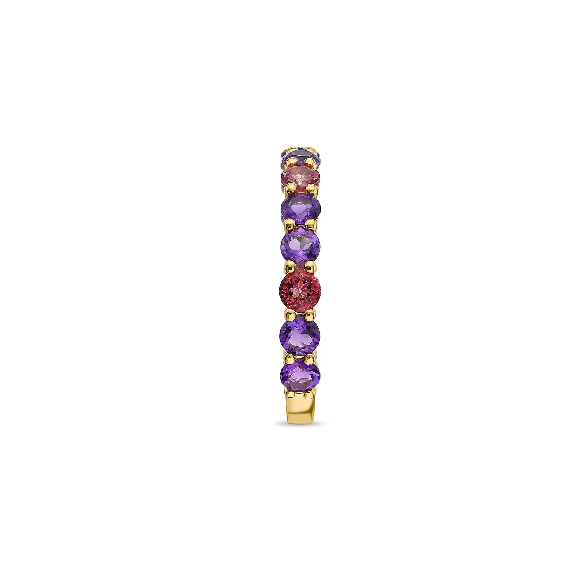 Amethyst and Pink Topaz Ring 10K Yellow Gold Size 6 2.5mm - Image 3