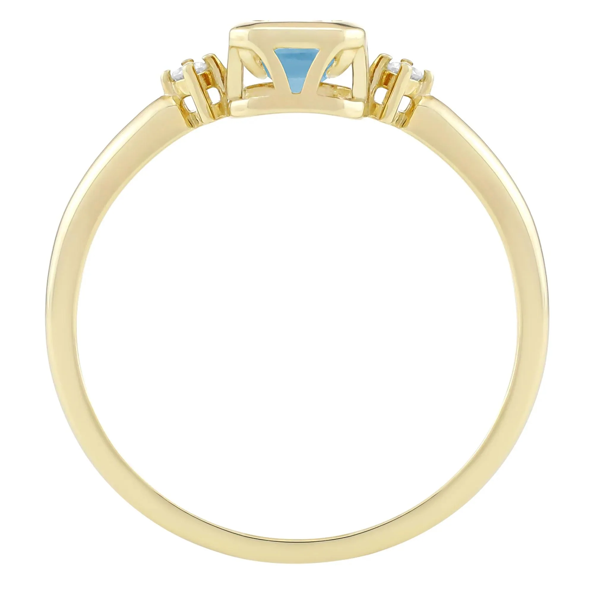 Emerald-Cut Swiss Blue Topaz and Diamond Accent Ring 10K Yellow Gold Size 7.5 1.5mm - Image 2