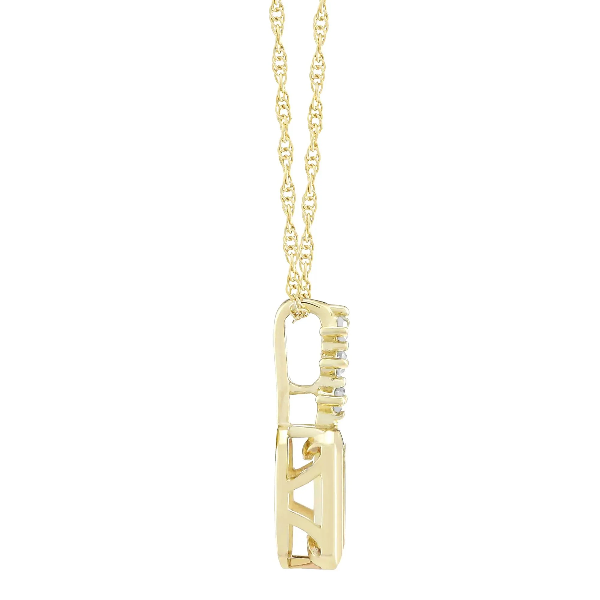 Opal and Diamond Accent Pendant Necklace 10K Yellow Gold Size 18" - Image 2