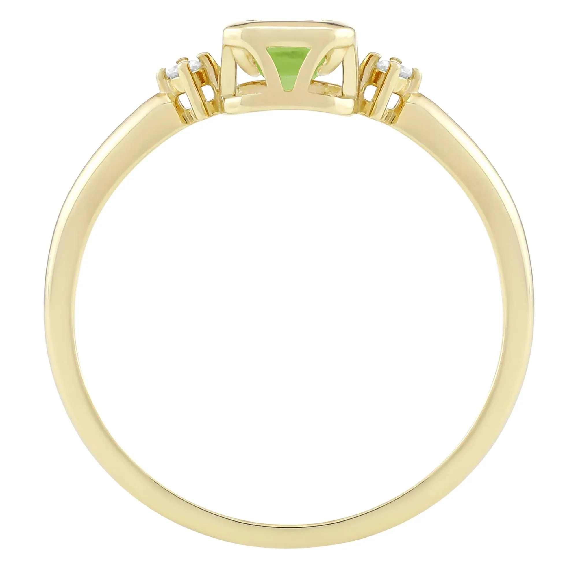 Emerald-Cut Peridot and Diamond Accent Ring 10K Yellow Gold Size 5 1.5mm - Image 2