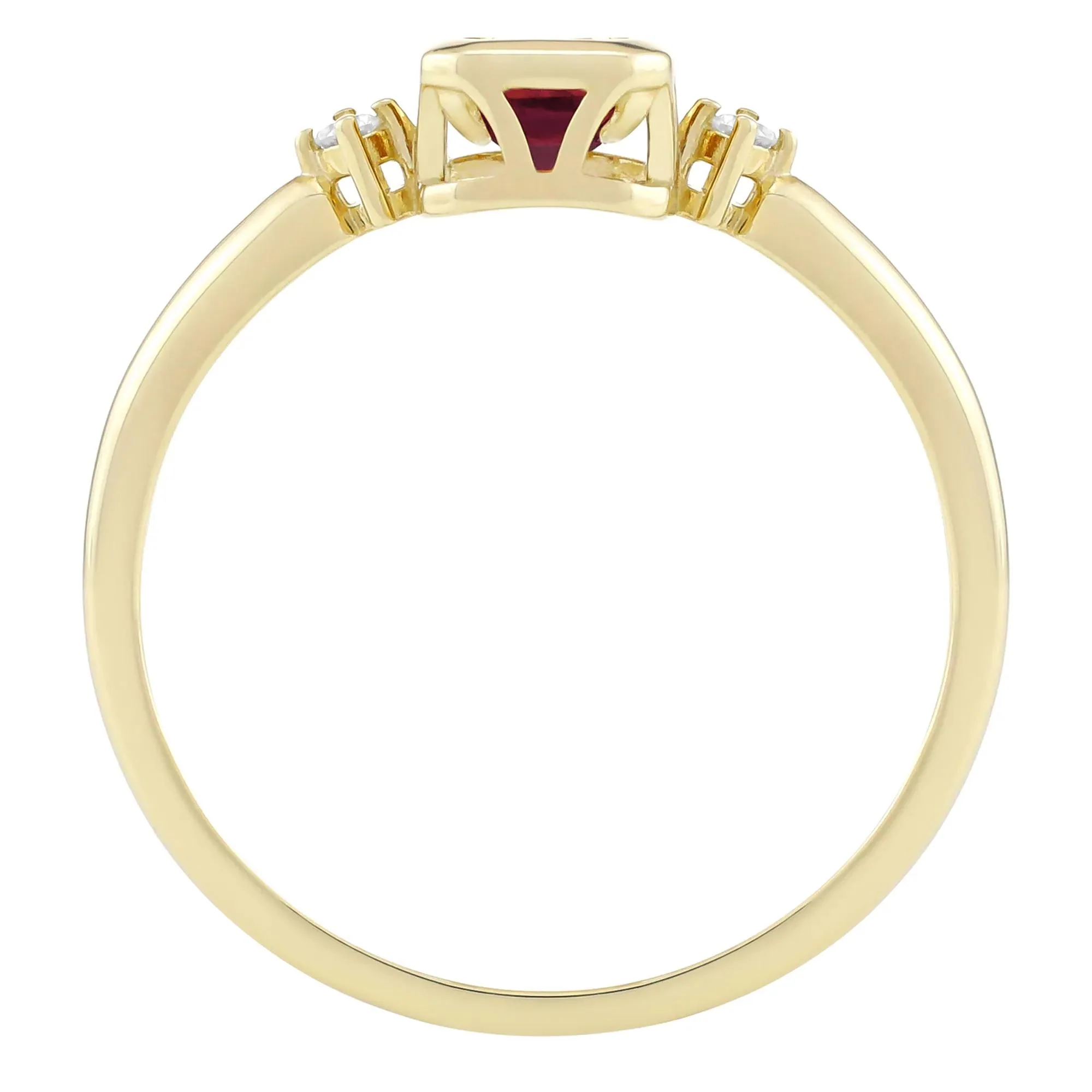 Emerald-Cut Lab-Created Ruby and Diamond Accent Ring 10K Yellow Gold Size 5.5 1.5mm - Image 2
