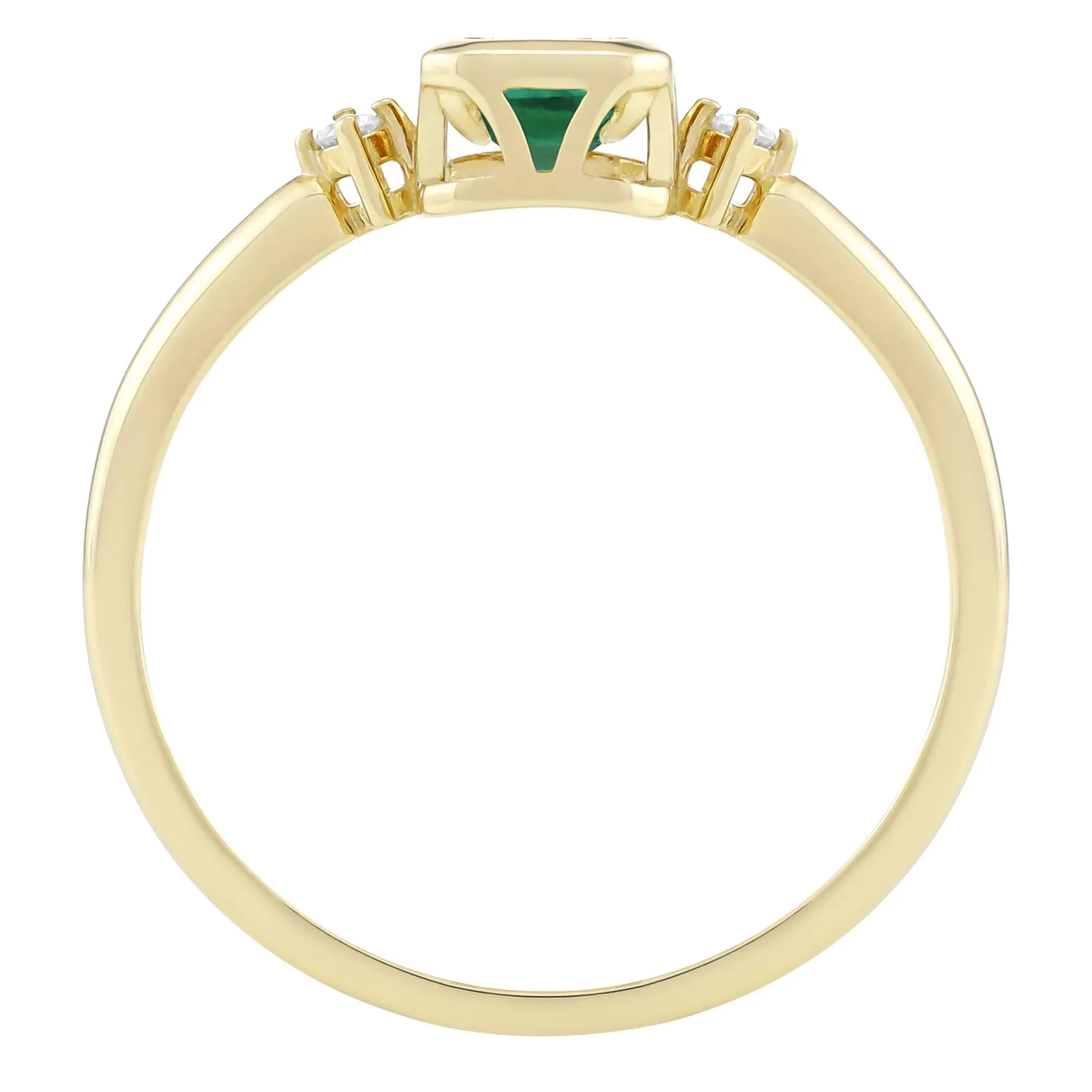 Emerald-Cut Lab-Created and Diamond Accent Ring 10K Yellow Gold Size 7 1.5mm - Image 2