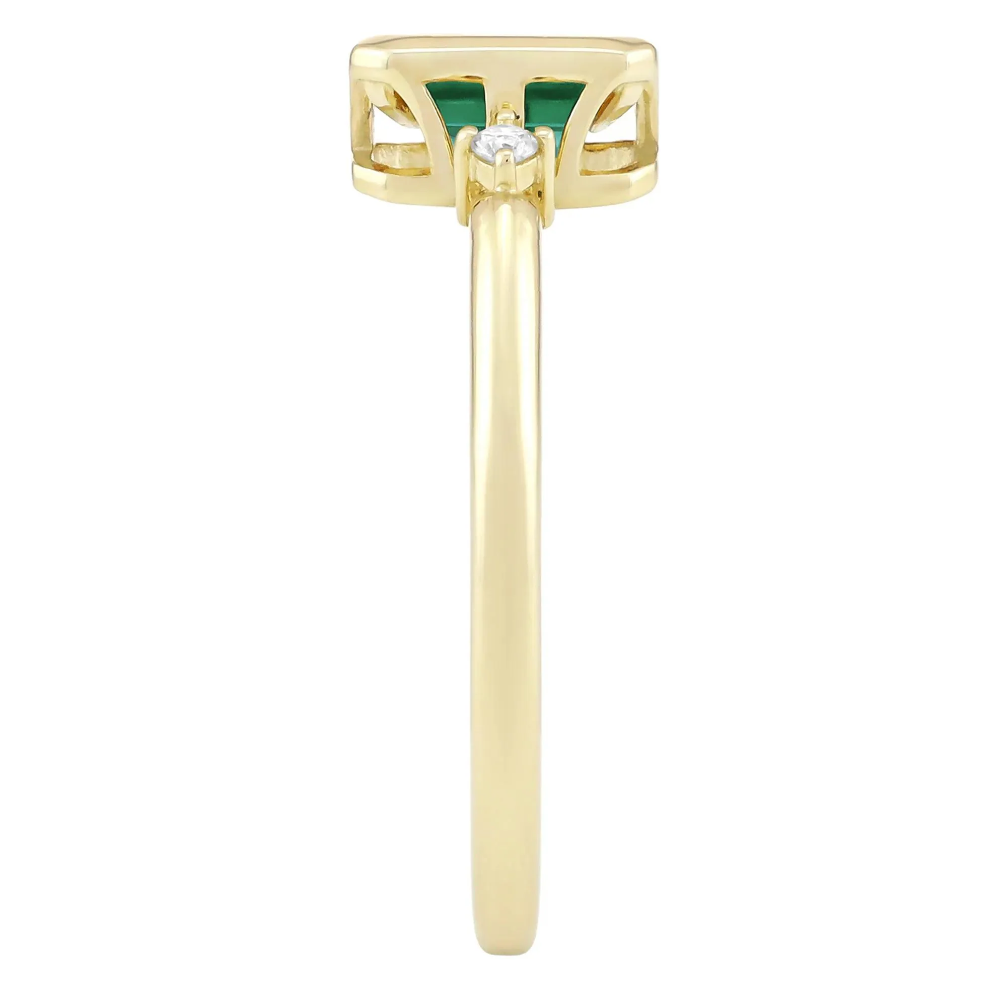 Emerald-Cut Lab-Created and Diamond Accent Ring 10K Yellow Gold Size 7 1.5mm - Image 3