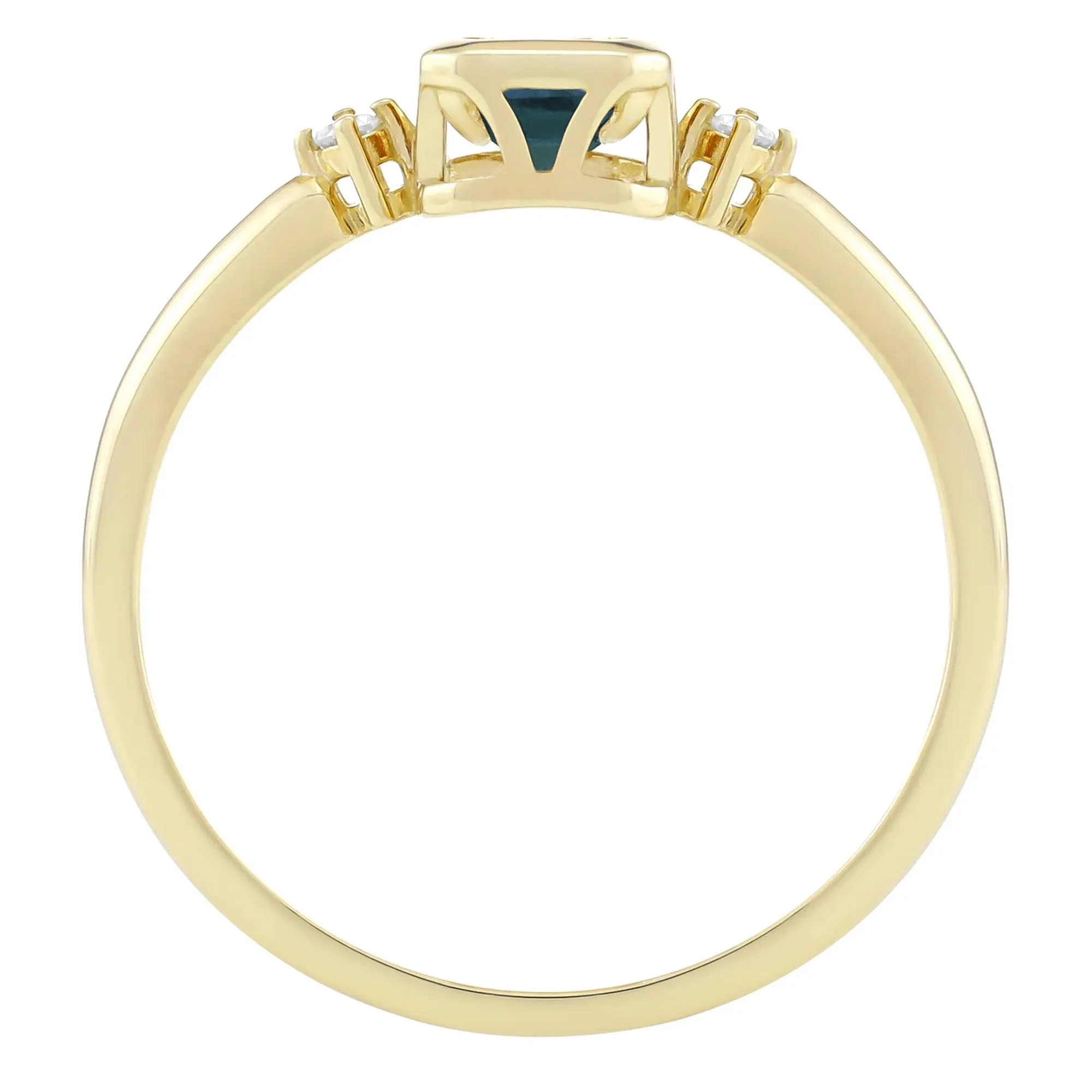 Emerald-Cut Lab-Created Alexandrite and Diamond Accent Ring 10K Yellow Gold Size 5.5 1.5mm - Image 2