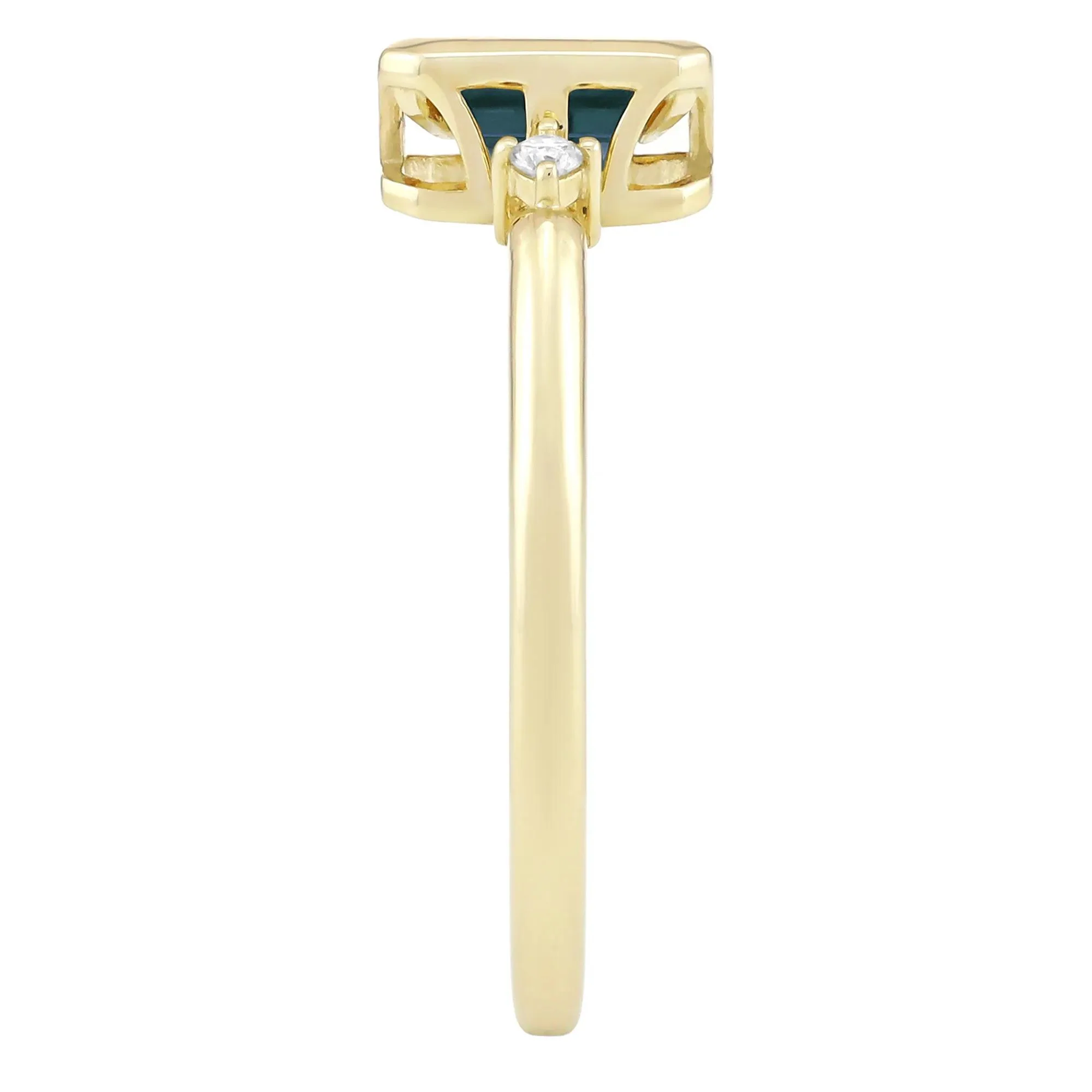 Emerald-Cut Lab-Created Alexandrite and Diamond Accent Ring 10K Yellow Gold Size 9 1.5mm - Image 3