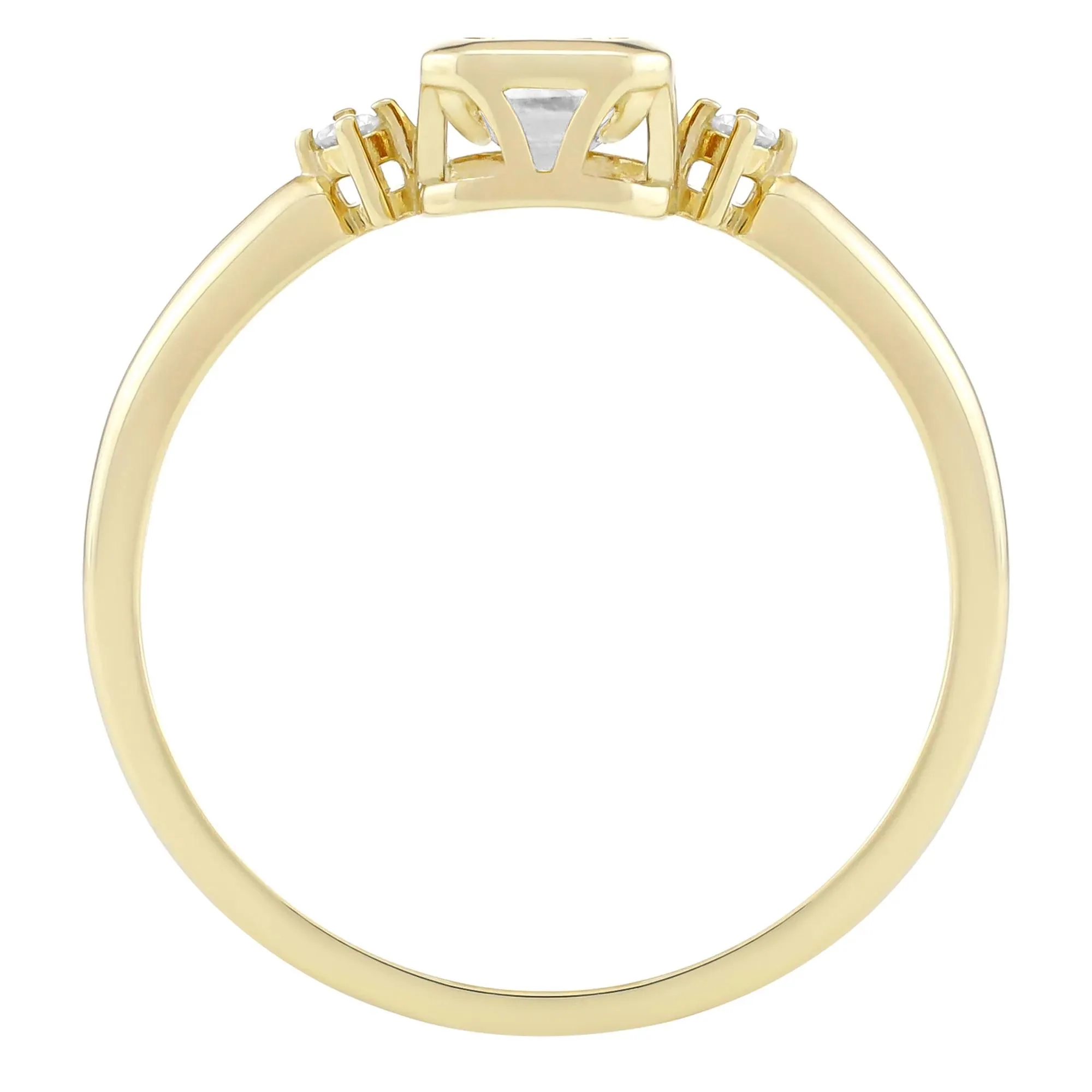 Emerald-Cut Lab-Created White Sapphire and Diamond Accent Ring 10K Yellow Gold Size 5.5 1.5mm - Image 2