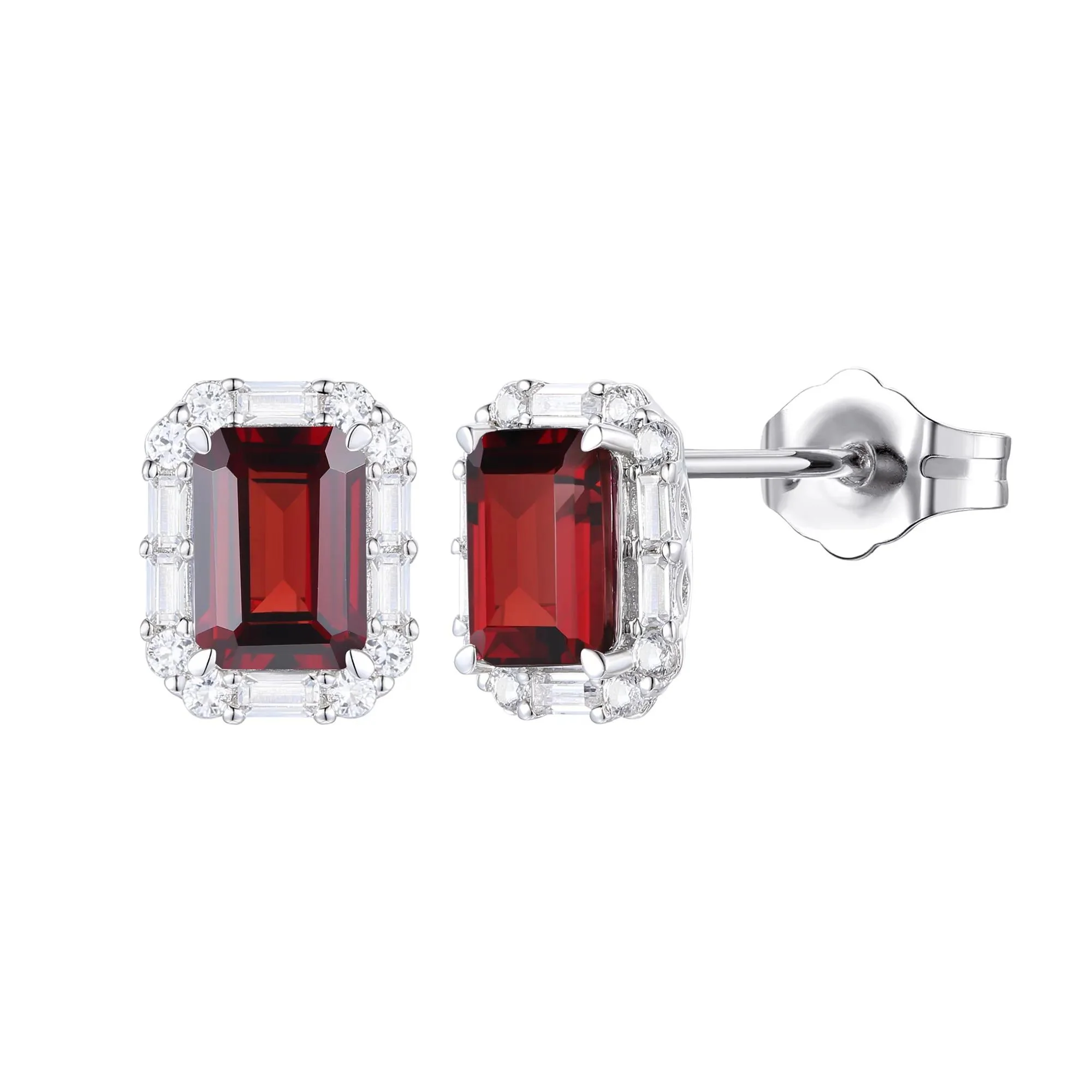 Garnet & Lab-Created White Sapphire Ring Earring & Pendant Set .925 Sterling Silver Size 6 1mm - Image 2