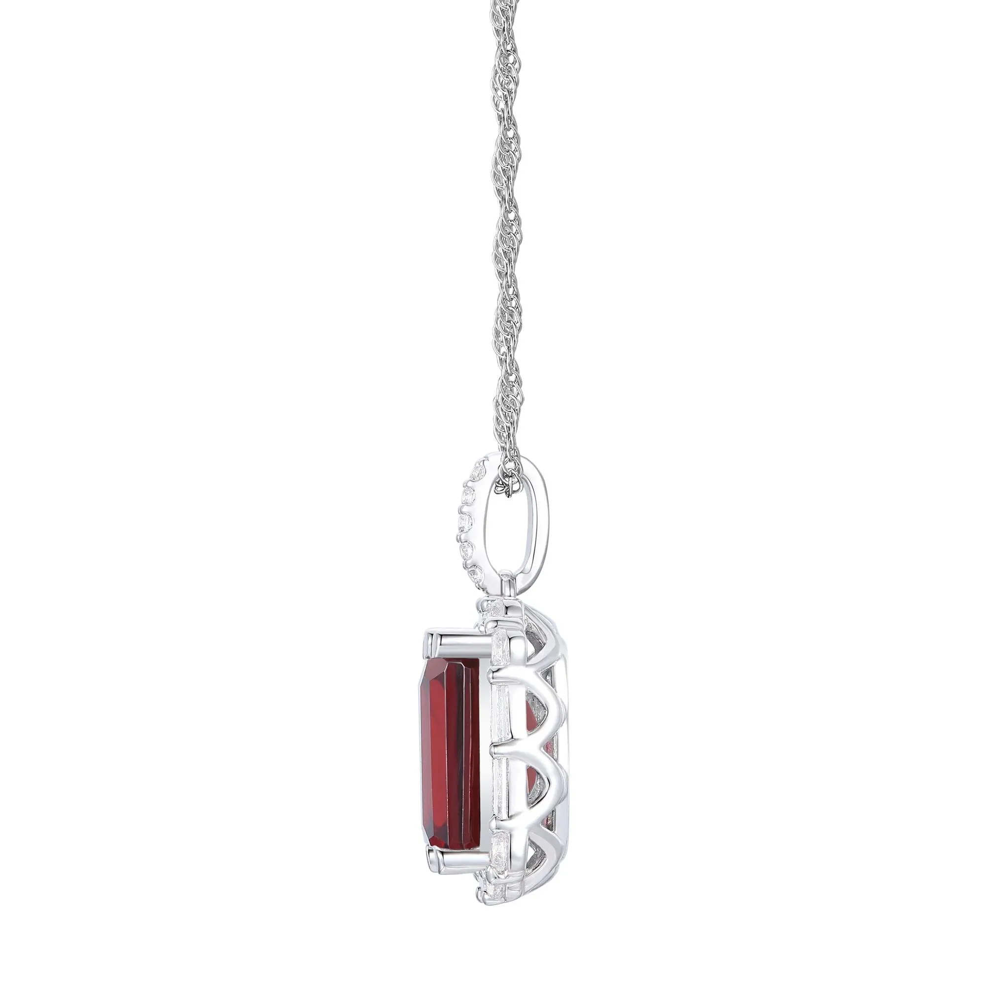 Garnet & Lab-Created White Sapphire Ring Earring & Pendant Set .925 Sterling Silver Size 6 1mm - Image 4