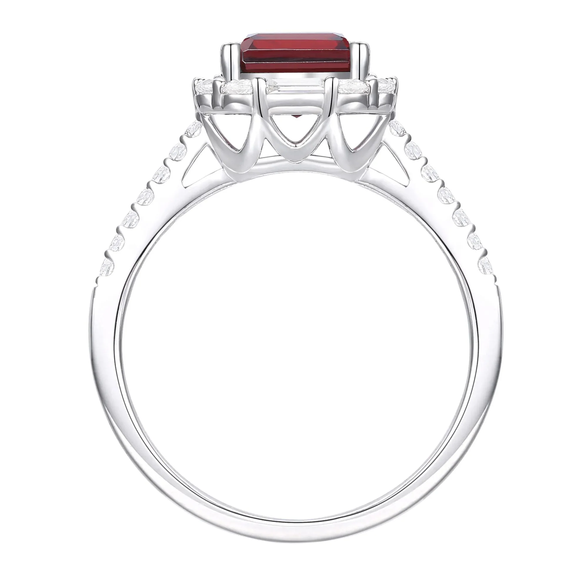 Garnet & Lab-Created White Sapphire Ring Earring & Pendant Set .925 Sterling Silver Size 8 1mm - Image 7