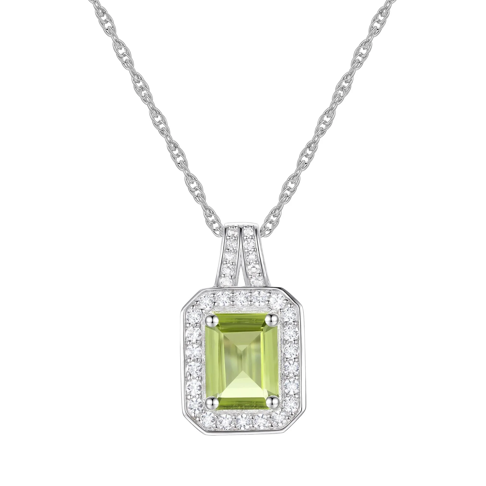 Peridot & Lab-Created White Sapphire Ring Earring & Pendant Set .925 Sterling Silver Size 6 1mm - Image 3