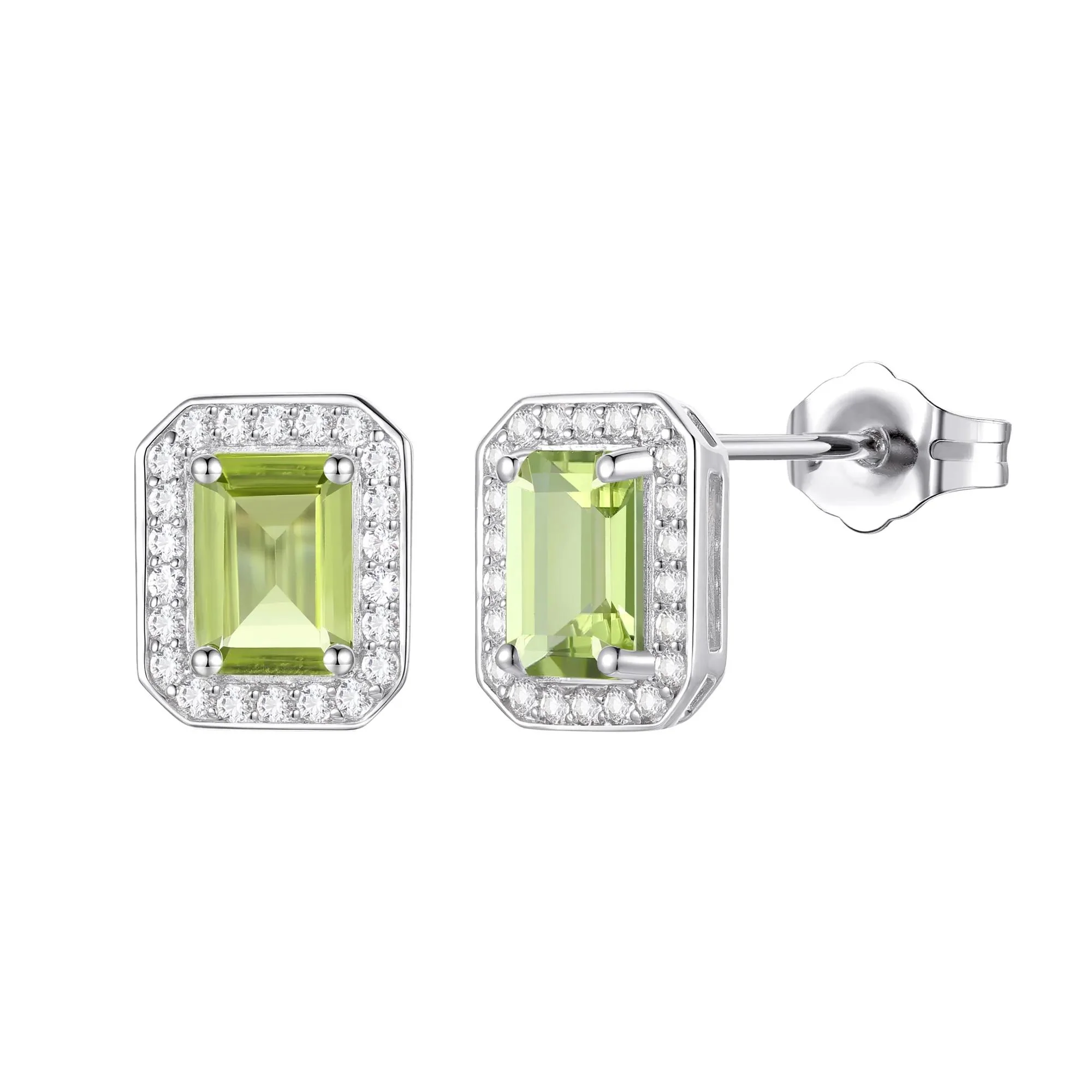 Peridot & Lab-Created White Sapphire Ring Earring & Pendant Set .925 Sterling Silver Size 6.5 1mm - Image 2