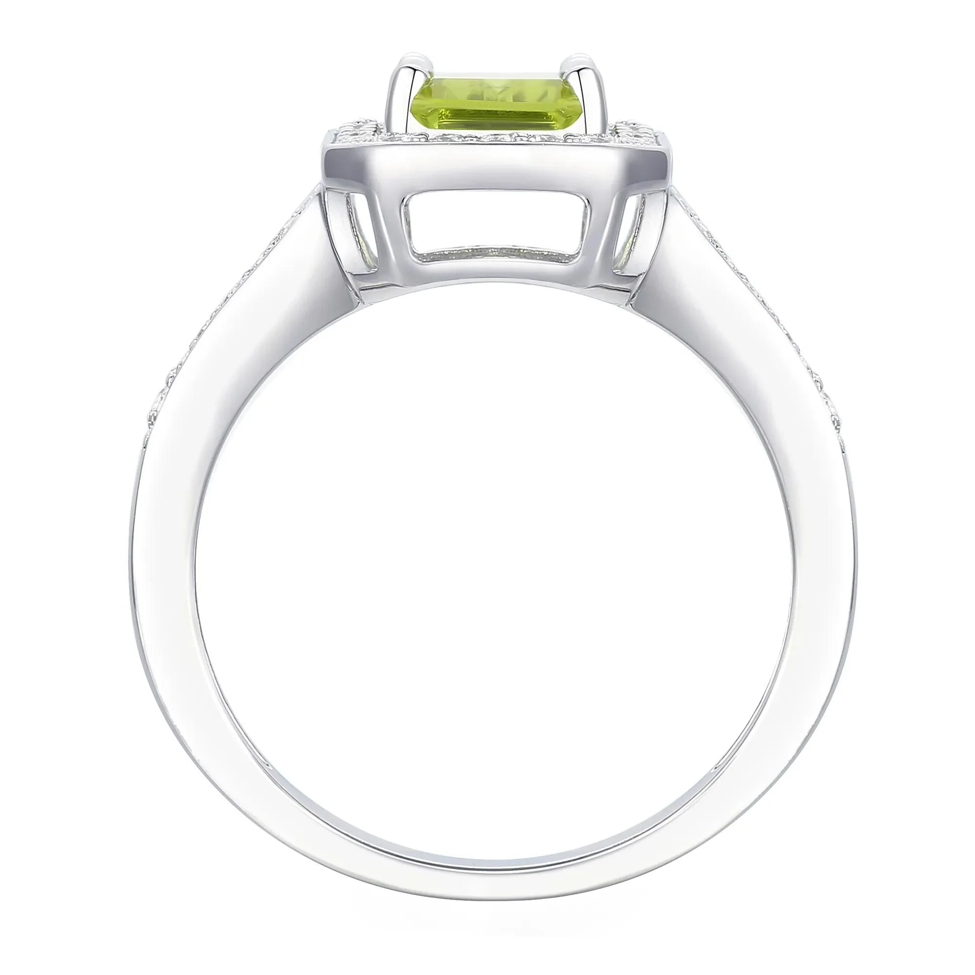 Peridot & Lab-Created White Sapphire Ring Earring & Pendant Set .925 Sterling Silver Size 6.5 1mm - Image 7