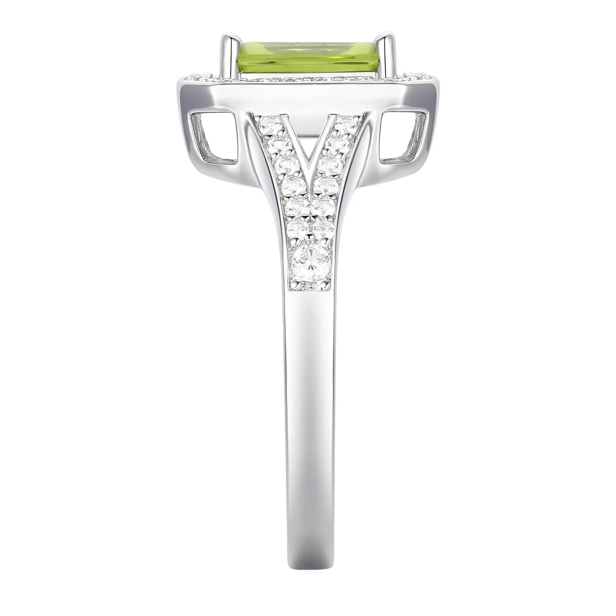 Peridot & Lab-Created White Sapphire Ring Earring & Pendant Set .925 Sterling Silver Size 6.5 1mm - Image 8