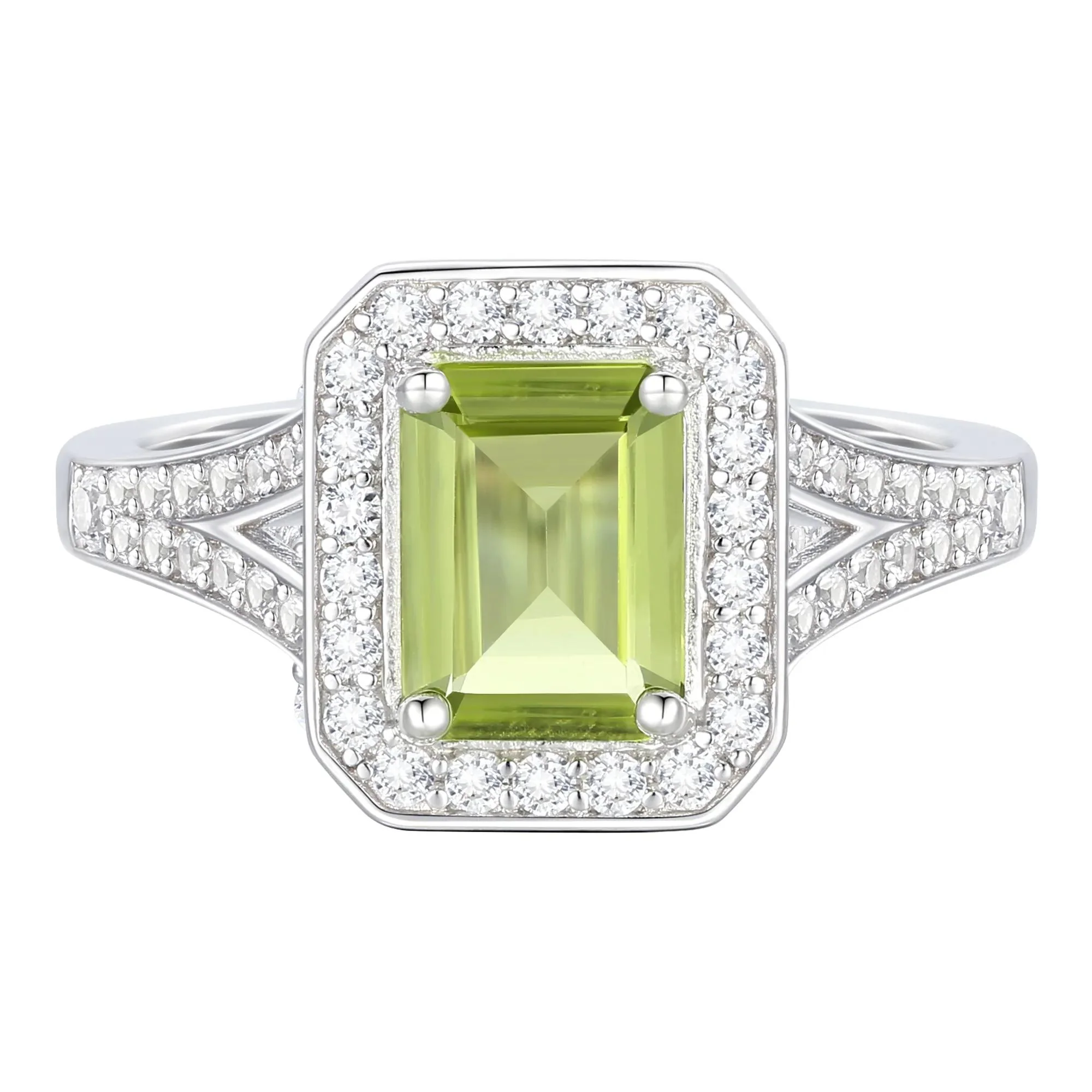 Peridot & Lab-Created White Sapphire Ring Earring & Pendant Set .925 Sterling Silver Size 7 1mm - Image 6
