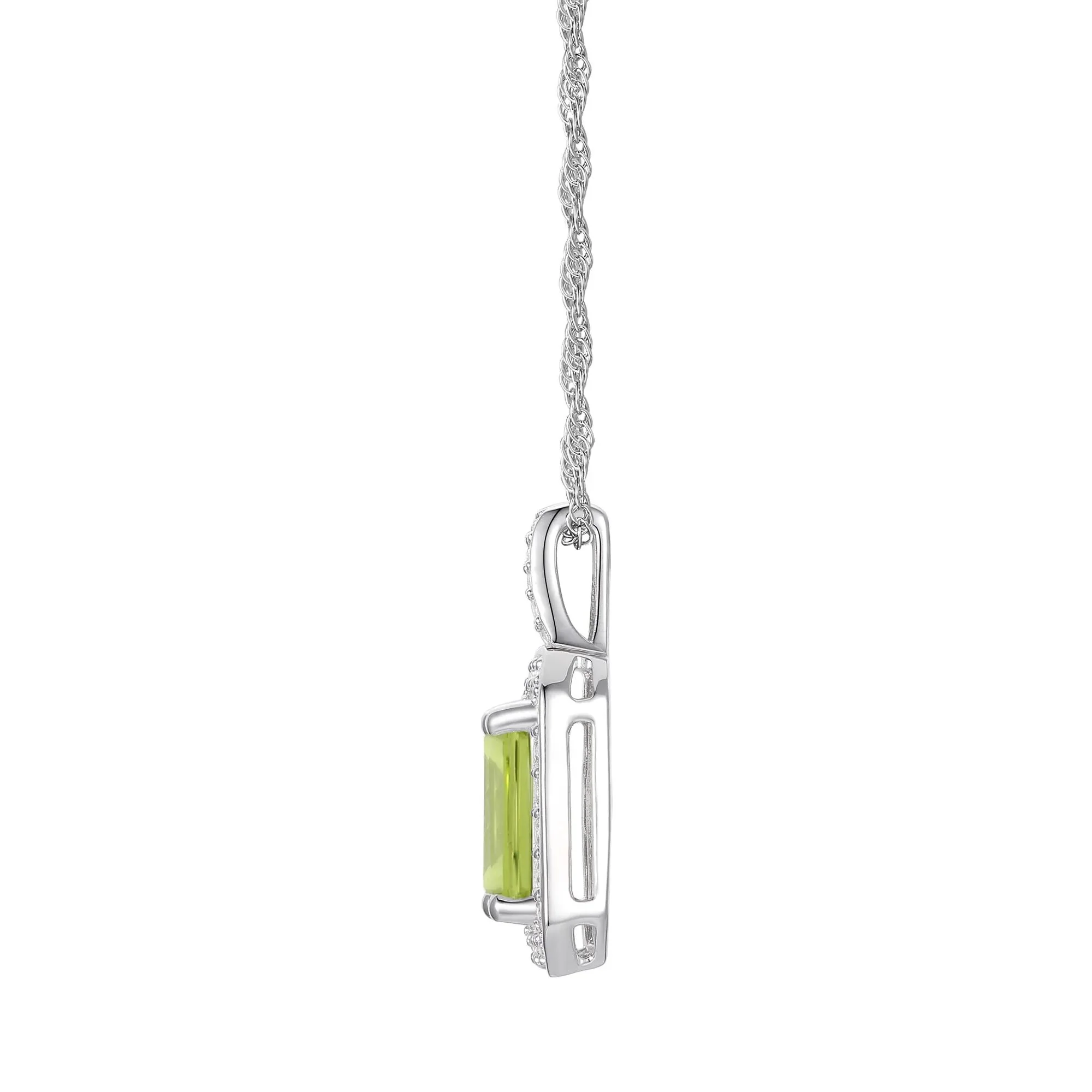 Peridot & Lab-Created White Sapphire Ring Earring & Pendant Set .925 Sterling Silver Size 7.5 1mm - Image 4