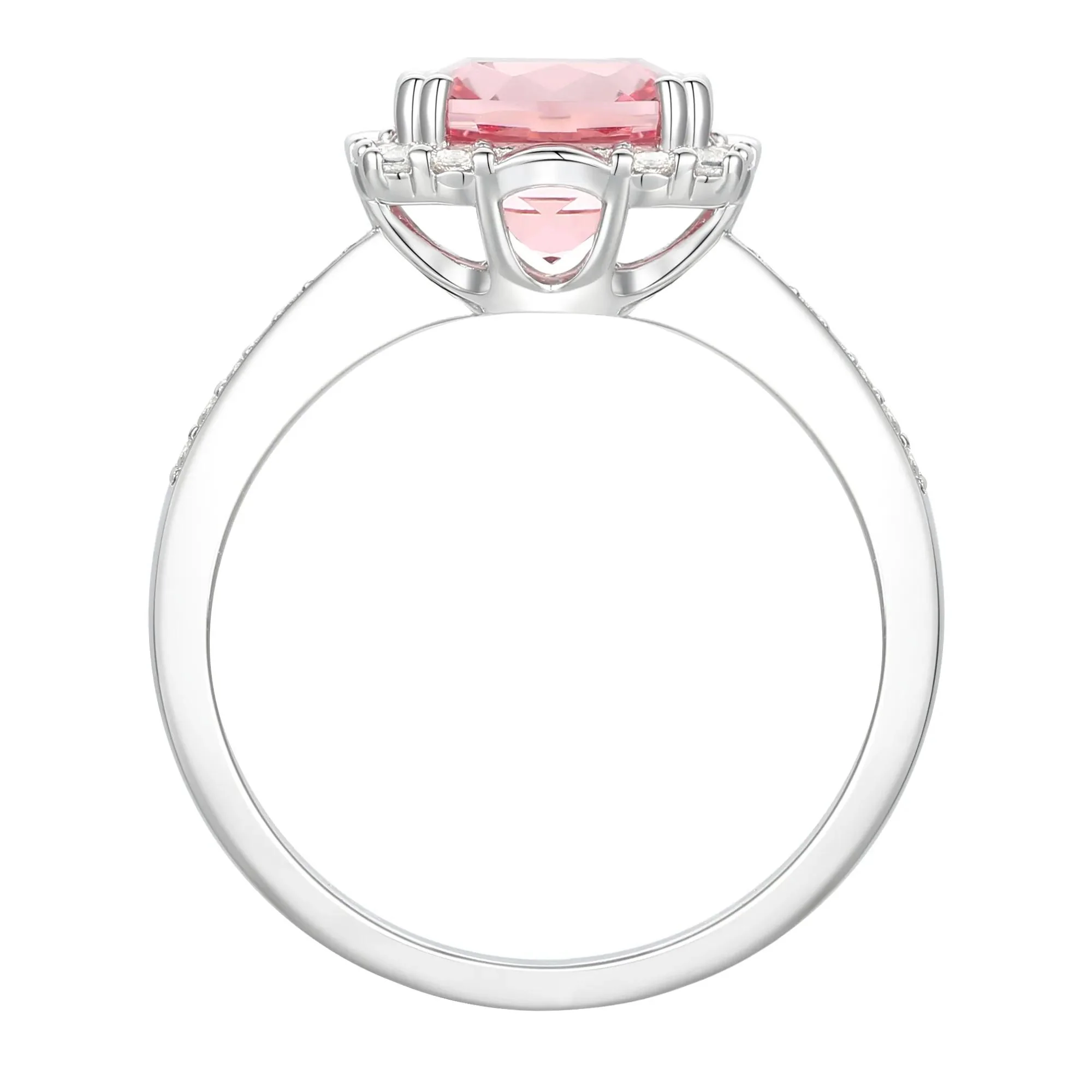 Lab-Created Pink & Lab-Created White Sapphire Ring Earring and Pendant Set .925 Sterling Silver Size 6.5 1mm - Image 3