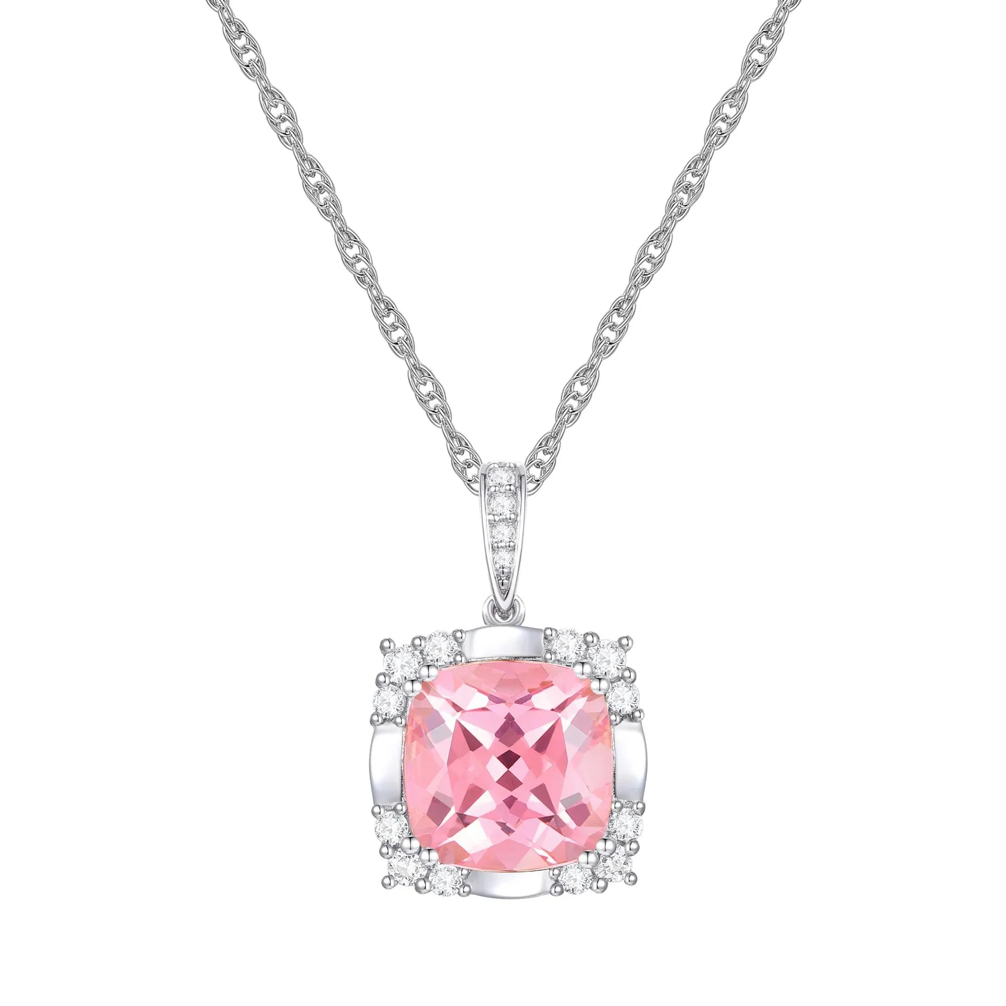 Lab-Created Pink & Lab-Created White Sapphire Ring Earring and Pendant Set .925 Sterling Silver Size 6.5 1mm - Image 5