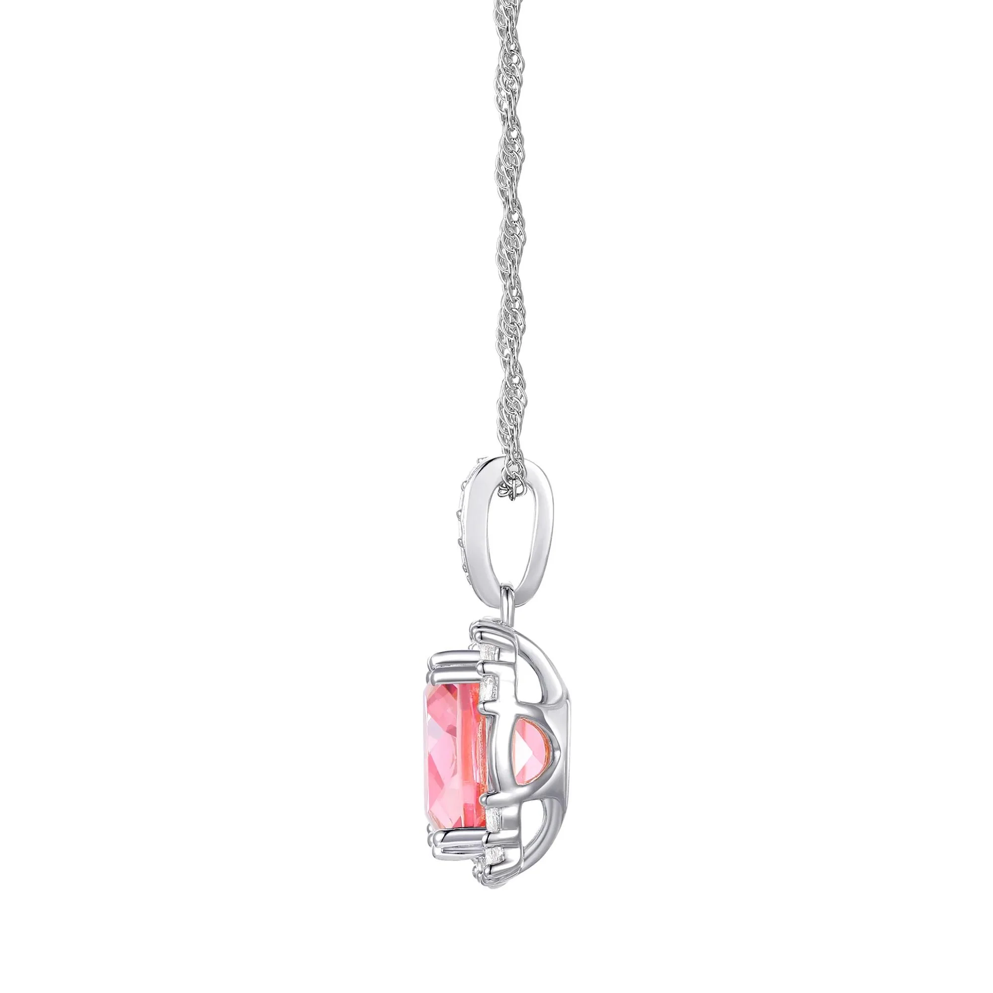 Lab-Created Pink & Lab-Created White Sapphire Ring Earring and Pendant Set .925 Sterling Silver Size 6.5 1mm - Image 6