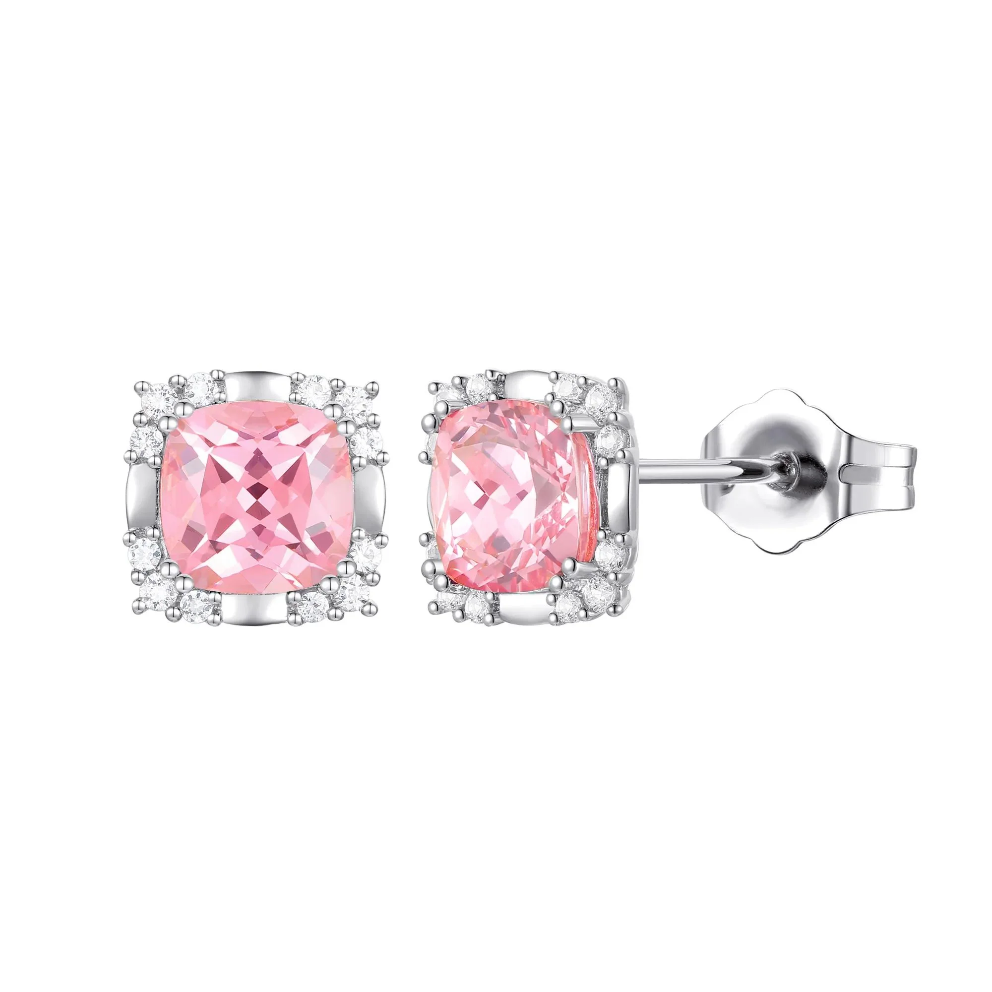 Lab-Created Pink & Lab-Created White Sapphire Ring Earring and Pendant Set .925 Sterling Silver Size 6.5 1mm - Image 7