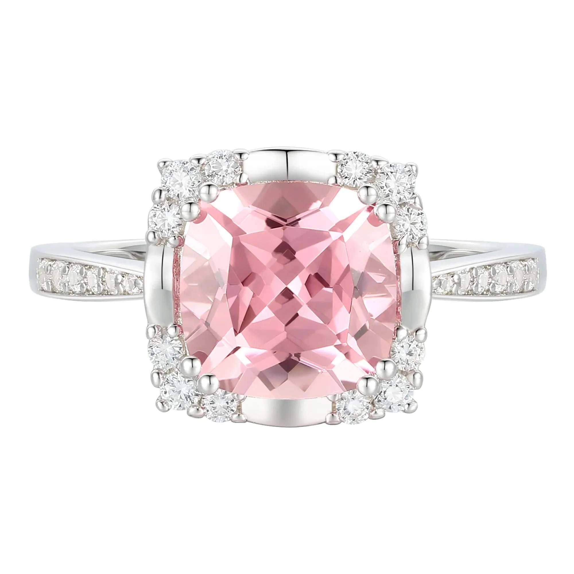 Lab-Created Pink & Lab-Created White Sapphire Ring Earring and Pendant Set .925 Sterling Silver Size 7 1mm - Image 2