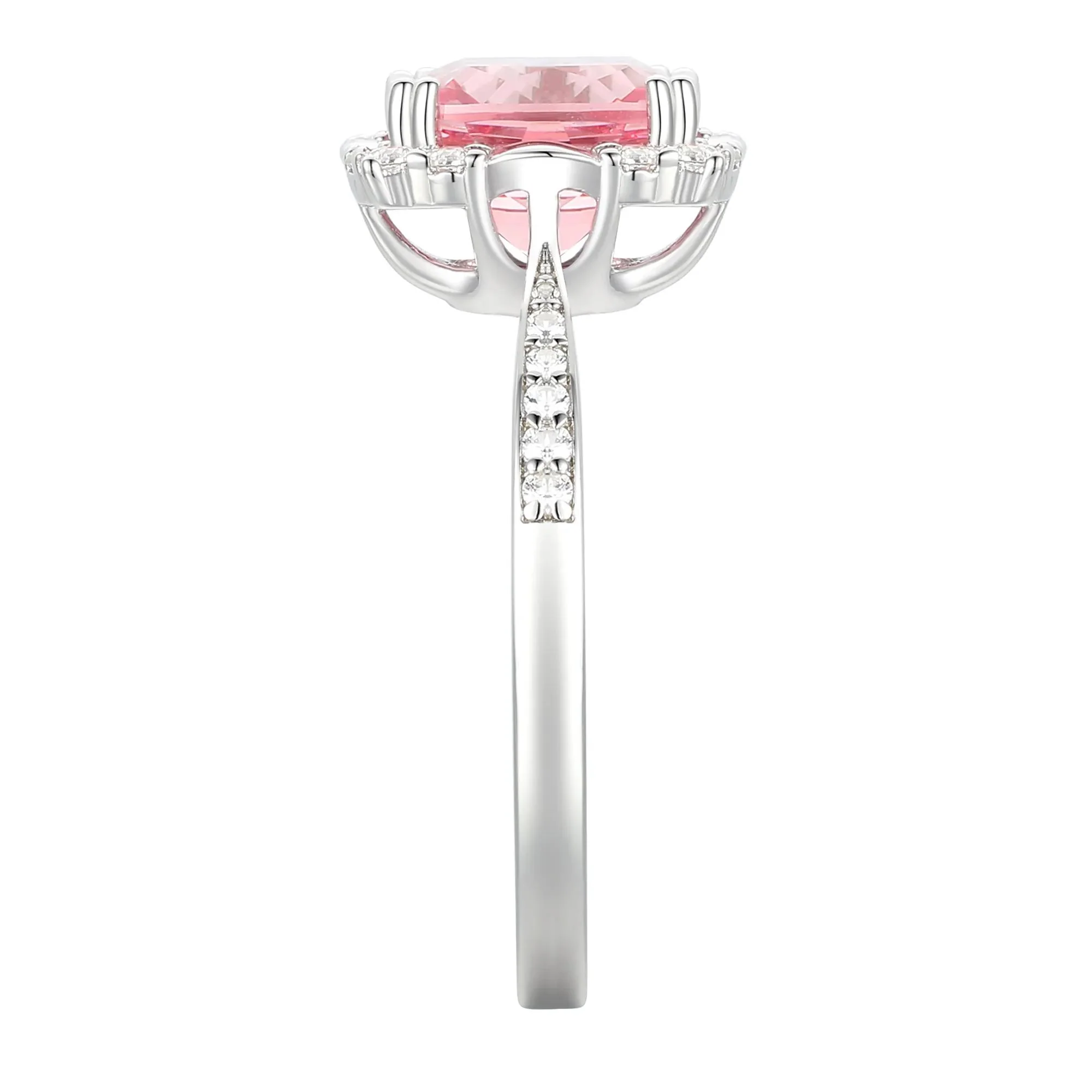 Lab-Created Pink & Lab-Created White Sapphire Ring Earring and Pendant Set .925 Sterling Silver Size 7.5 1mm - Image 4