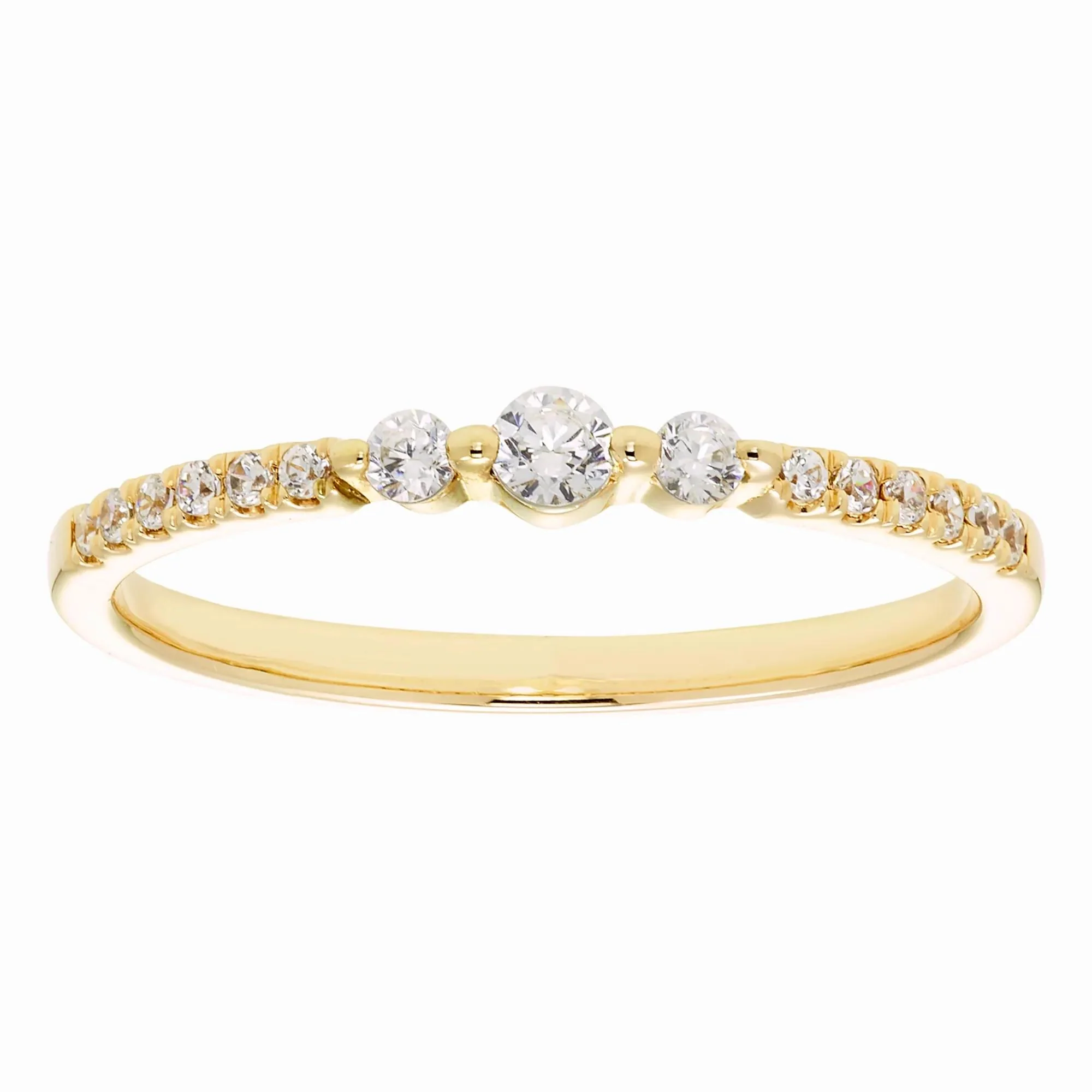 1/5 CT. Tw. Diamond Ring 10K Yellow Gold Round Brilliant Cut Size 8