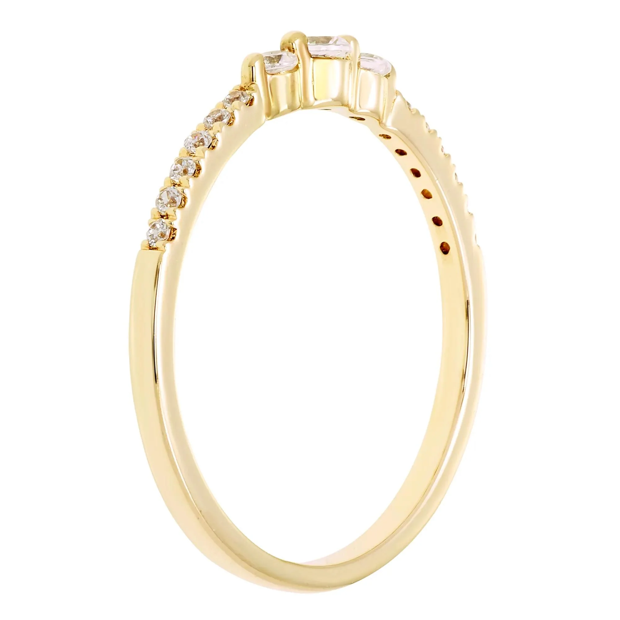 1/5 CT. Tw. Diamond Ring 10K Yellow Gold Round Brilliant Cut Size 8.5 - Image 2