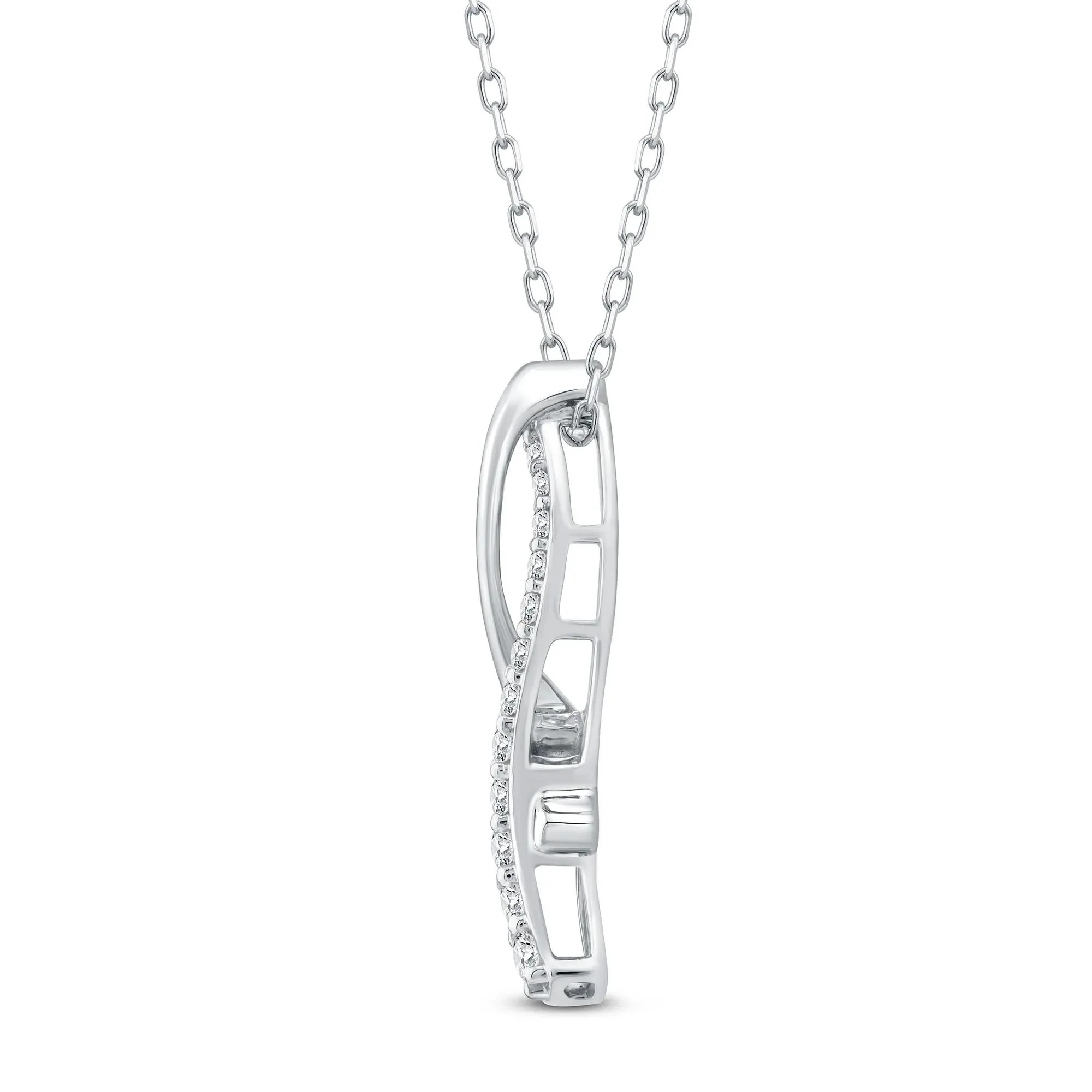 1/4 CT. Tw. Diamond Twist Pendant Necklace 10K White Gold Size 18" - Image 2