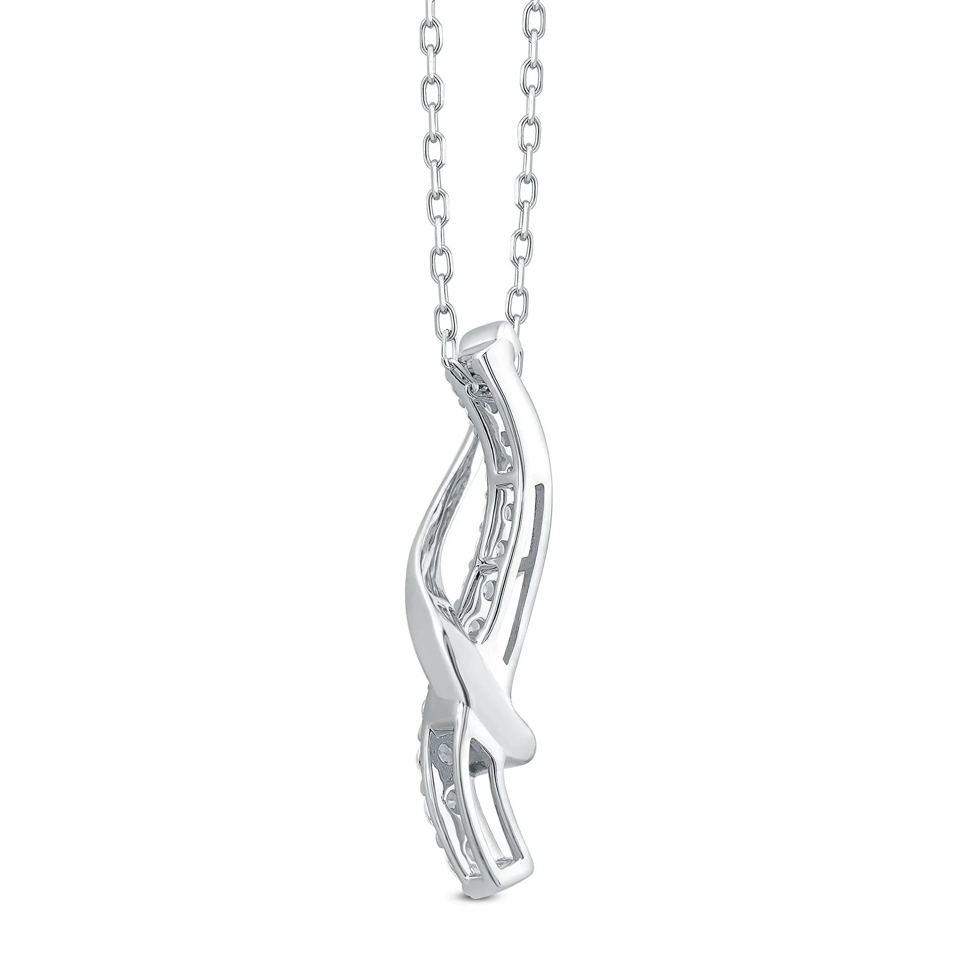 1/4 CT. Tw. Diamond Twist Pendant Necklace 10K White Gold Size 18" - Image 3