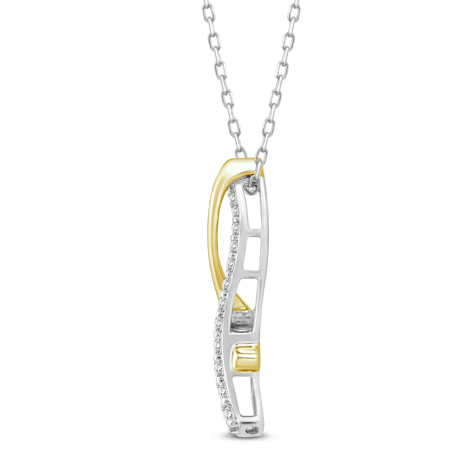 1/4 CT. Tw. Diamond Twist Pendant Necklace 10K White and Yellow Gold Size 18" - Image 2