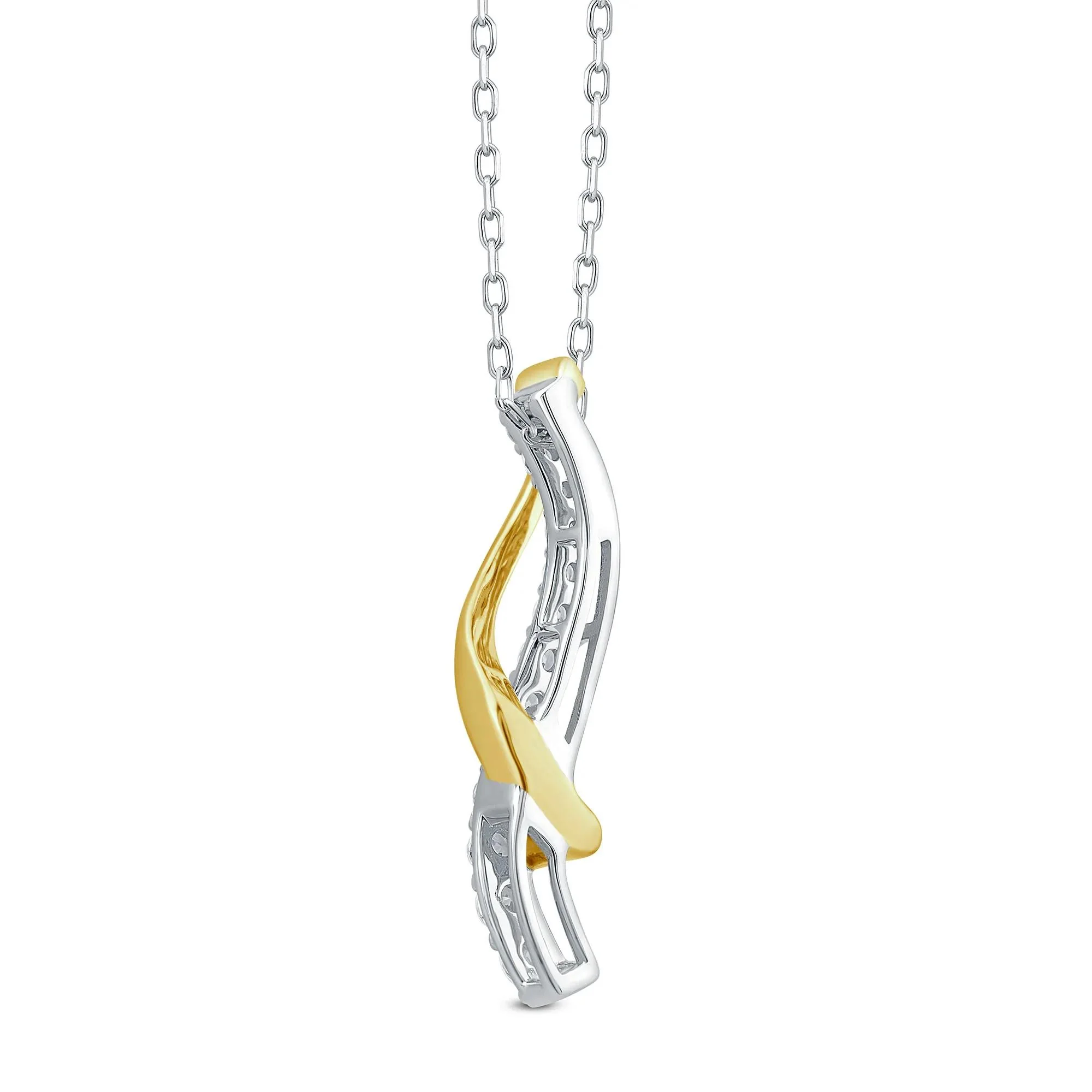 1/4 CT. Tw. Diamond Twist Pendant Necklace 10K White and Yellow Gold Size 18" - Image 3