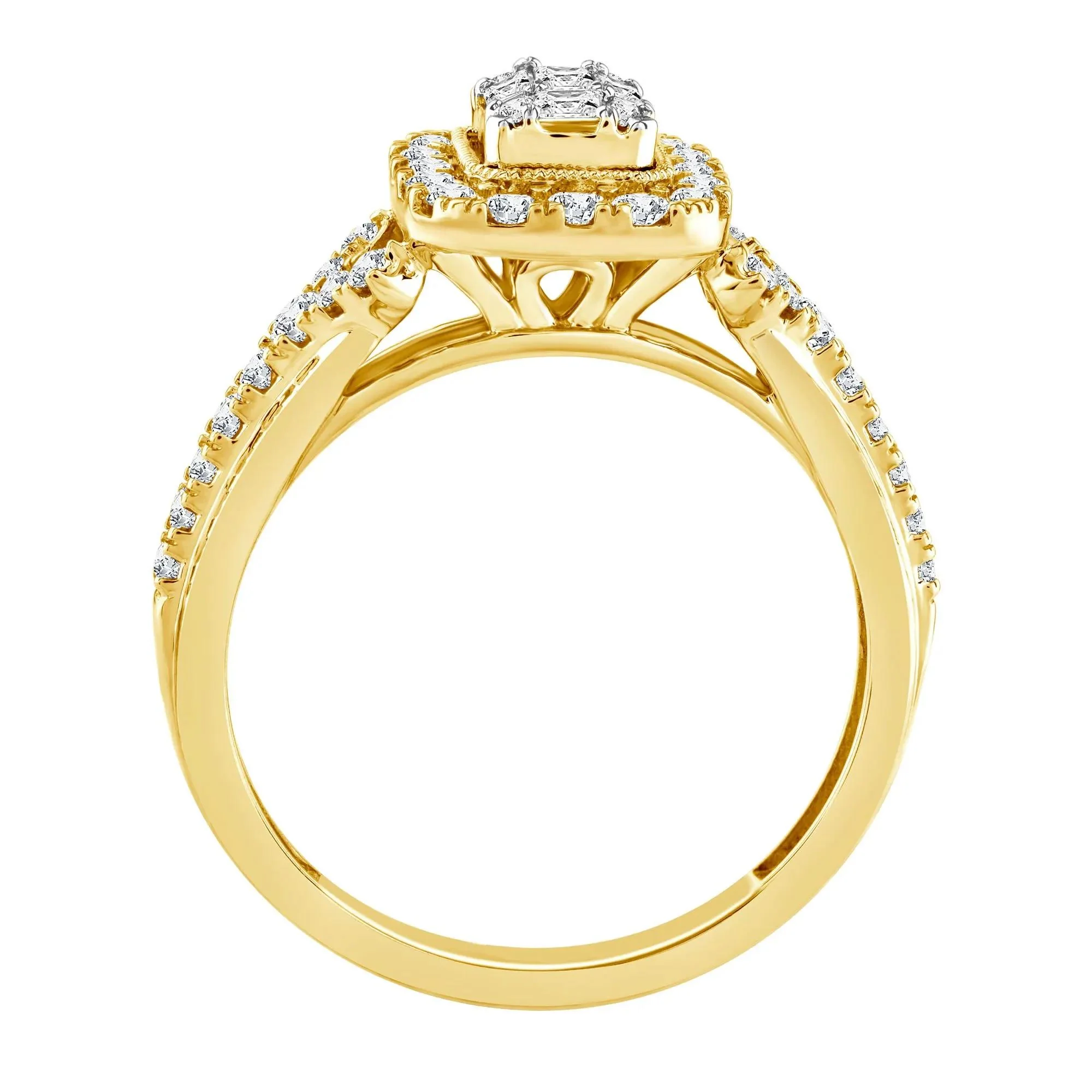 5/8 CT. Tw. Diamond Composite Engagement Ring 14K Yellow Gold Round Brilliant Cut Size 6 2.5mm - Image 2